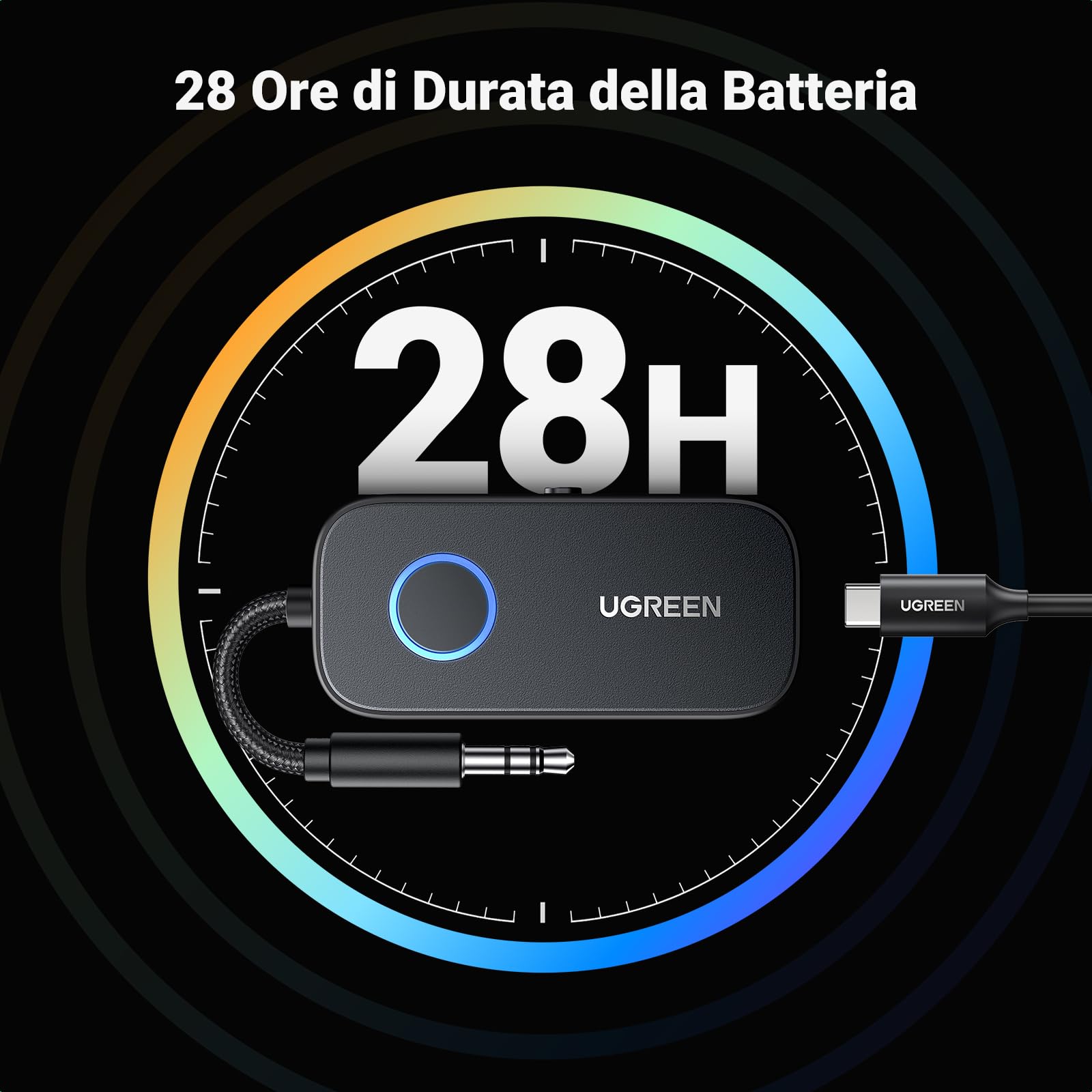 ugreen-trasmettitore-ricevitore-bluetooth-5-3-jack-2-in-1-aptx-28h-con-adattator image 7