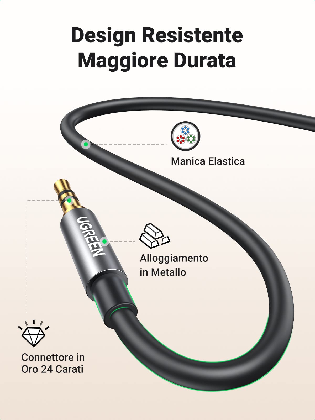 ugreen-cavo-sdoppiatore-cuffie-jack-3-5mm-maschio-a-2-femmina-grigio image 5