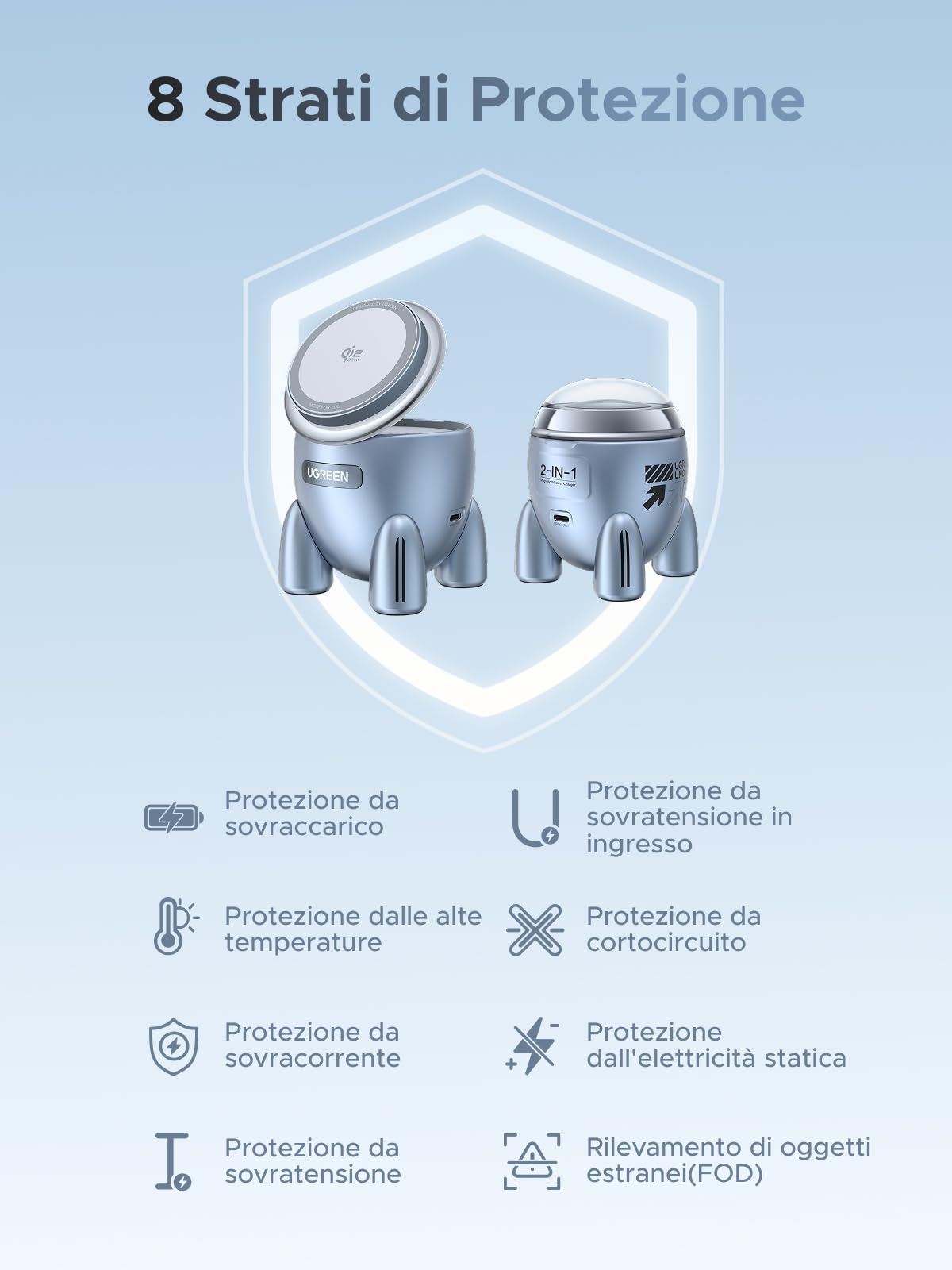 ugreen-uno-qi2-2-in-1-caricatore-wireless-magnetico-25w-iphone-airpods image 8