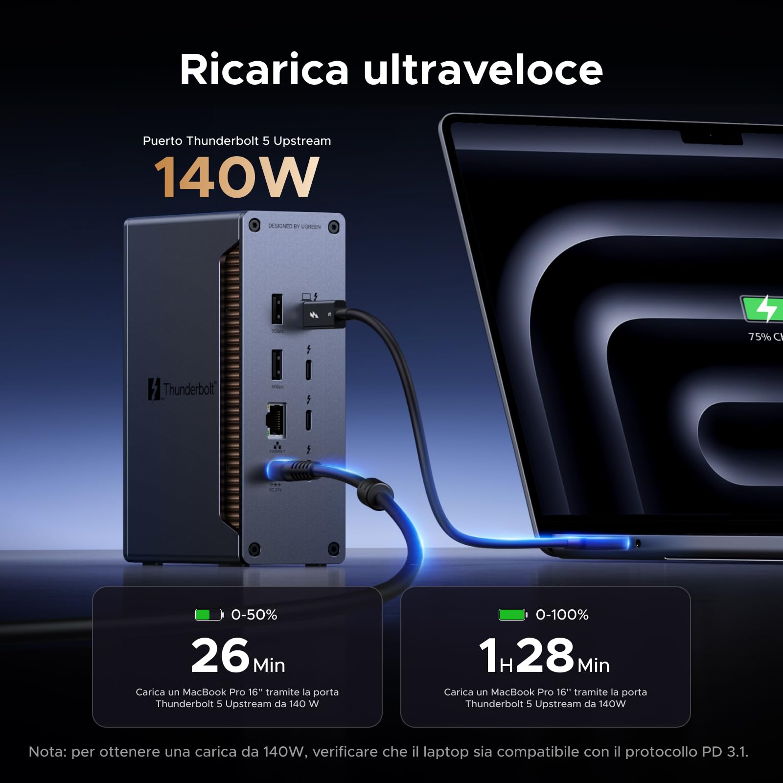 ugreen-revodok-max-docking-station-thunderbolt-5-13-in-1-140w-triplo-4k image 6