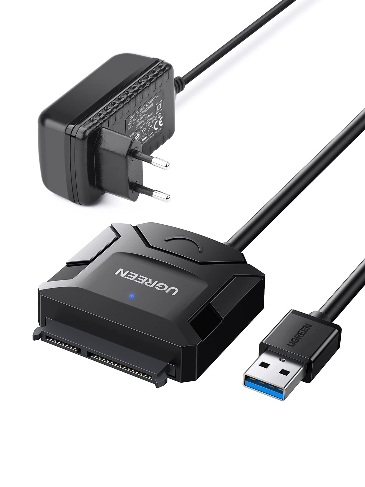 ugreen-adattatore-sata-a-usb-3-0-type-a-5gbps-con-alimentatore-12v-per-hdd-ssd-2 image 1