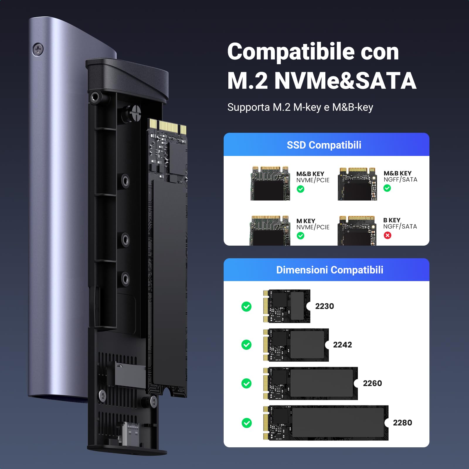 ugreen-case-ssd-m-2-nvme-e-sata-usb-c-3-2-gen-2-10gbps-per-2230-2242-2260-2280 image 3