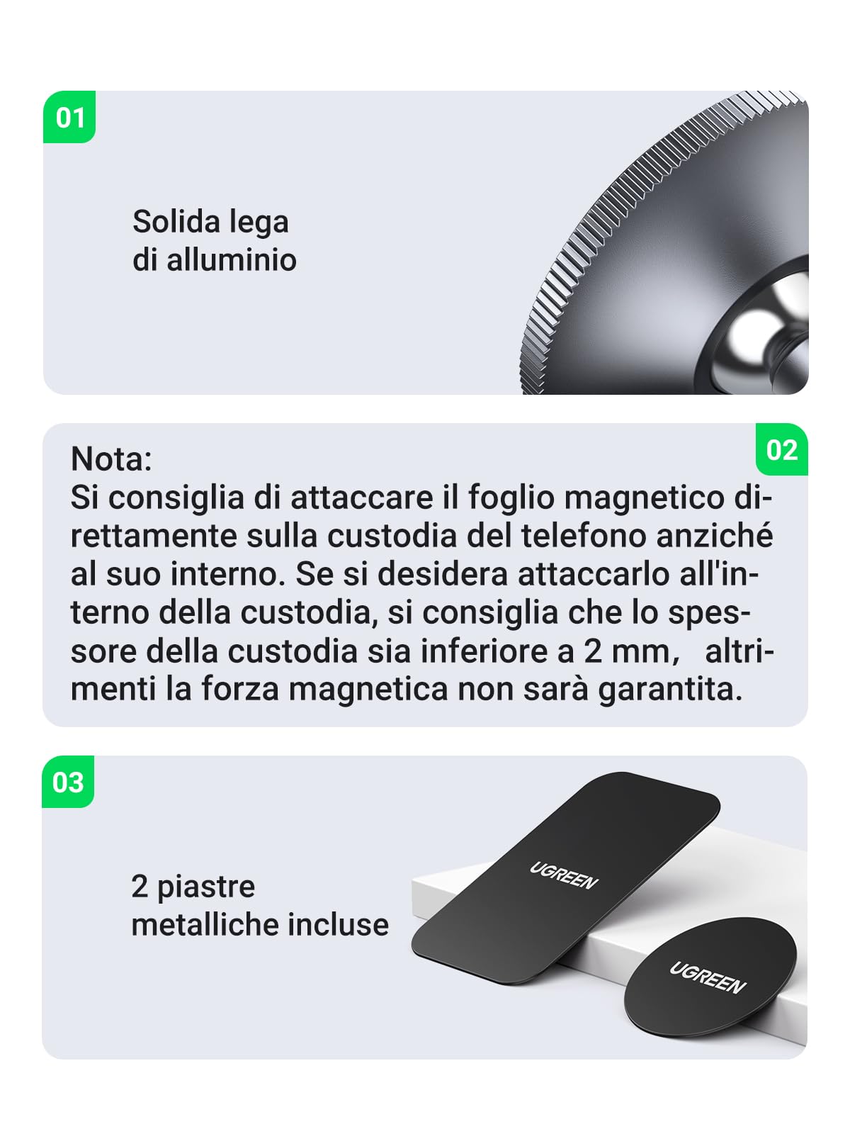 ugreen-supporto-telefono-auto-magnetico-2-in-1-da-cruscotto-e-bocchetta image 3