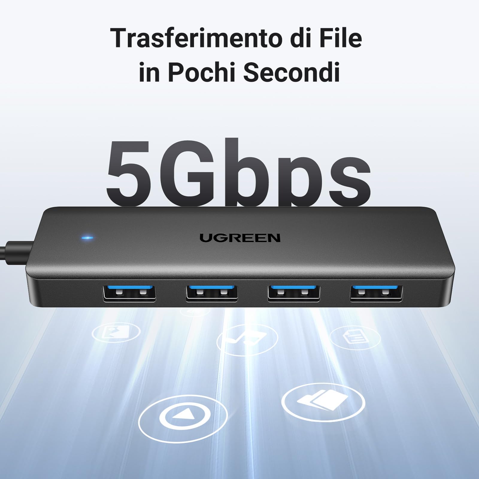 ugreen-hub-usb-3-0-a-4-porte-5gbps-ultra-sottile-15cm image 3