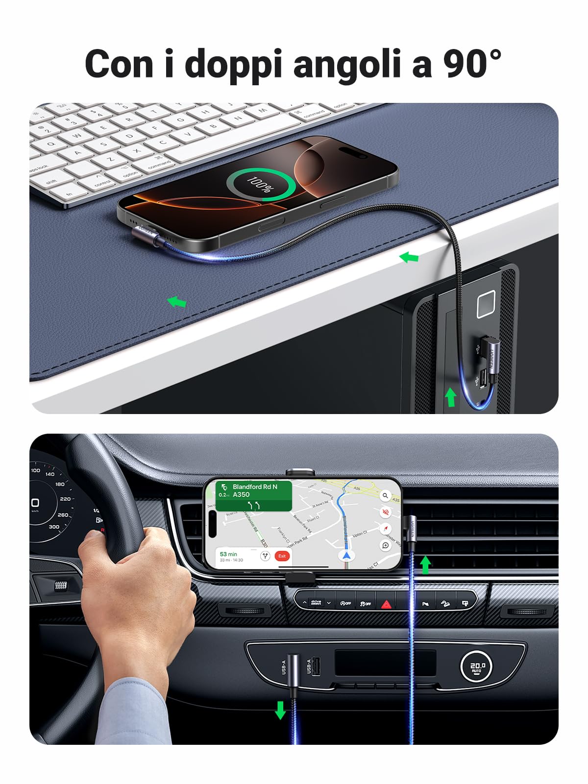ugreen-cavo-usb-a-a-usb-c-90-gradi-3a-qc3-0-nylon-0-5m-480mbps image 5