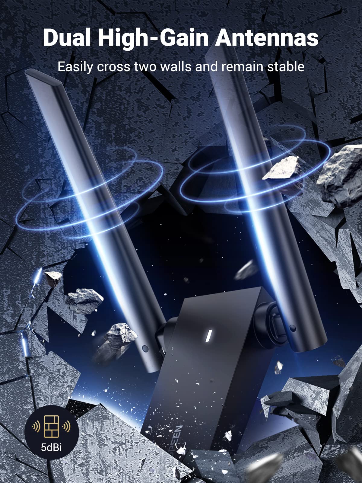 ugreen-adattatore-wifi-usb-ac1300mbps-dual-band-5ghz-2-4ghz-con-doppia-antenna image 4