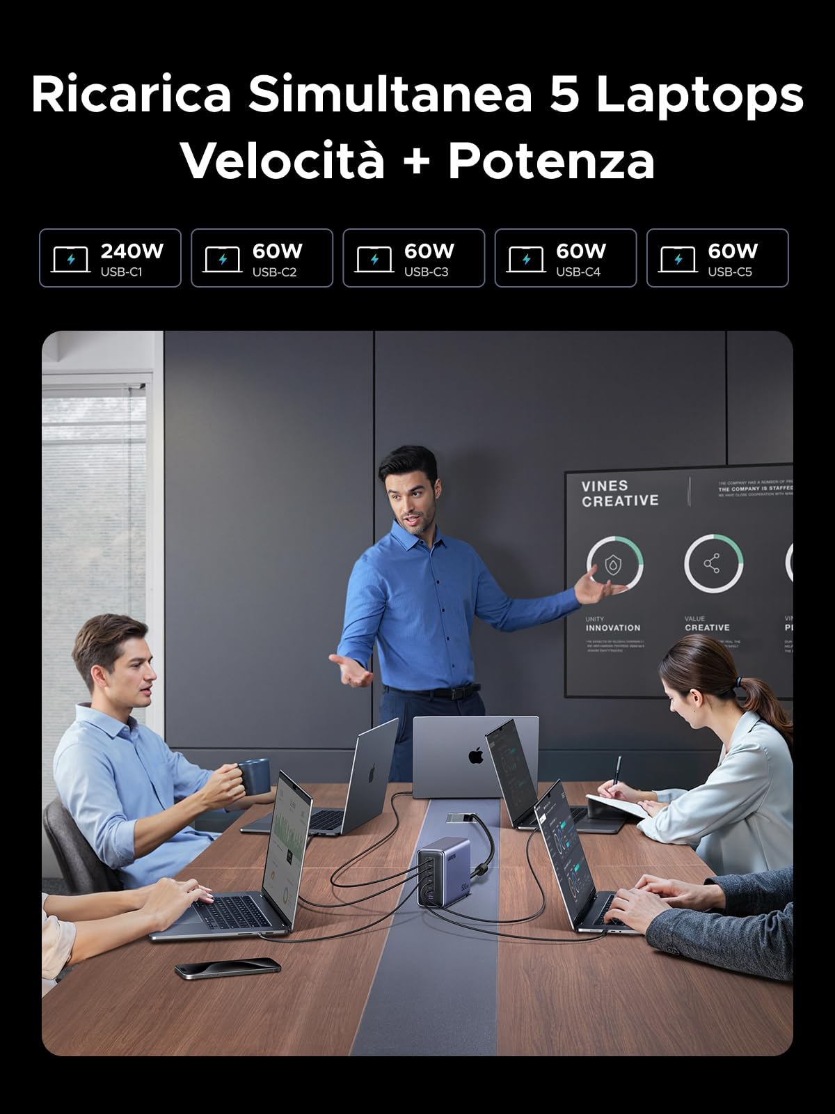 ugreen-nexode-stazione-di-ricarica-500w-gan-6-porte-usb-c-pd-3-1-fino-a-240w image 4