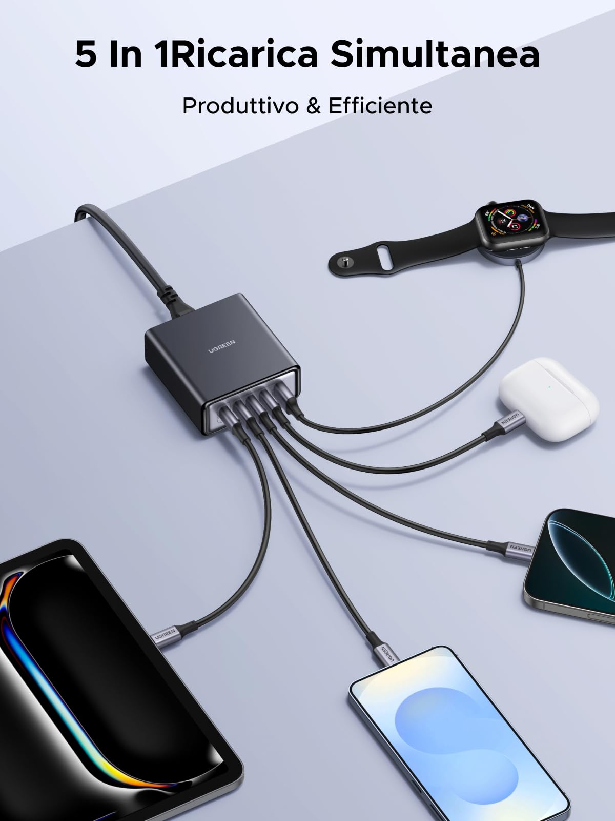 ugreen-zapix-65w-stazione-di-ricarica-usb-c-gan-5-porte-pd-3-0-pps image 4