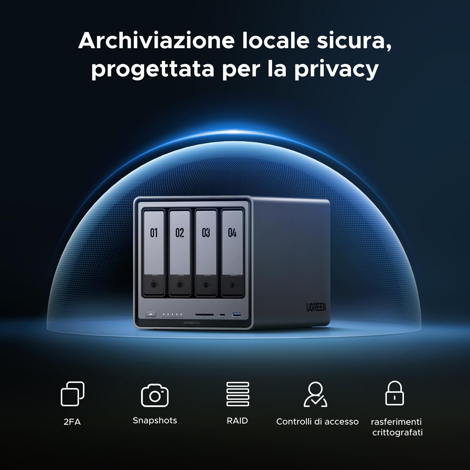 ugreen-nasync-dxp4800-pro-nas-4-vani-intel-core-i3-1315u-10gbe-senza-hdd image 8