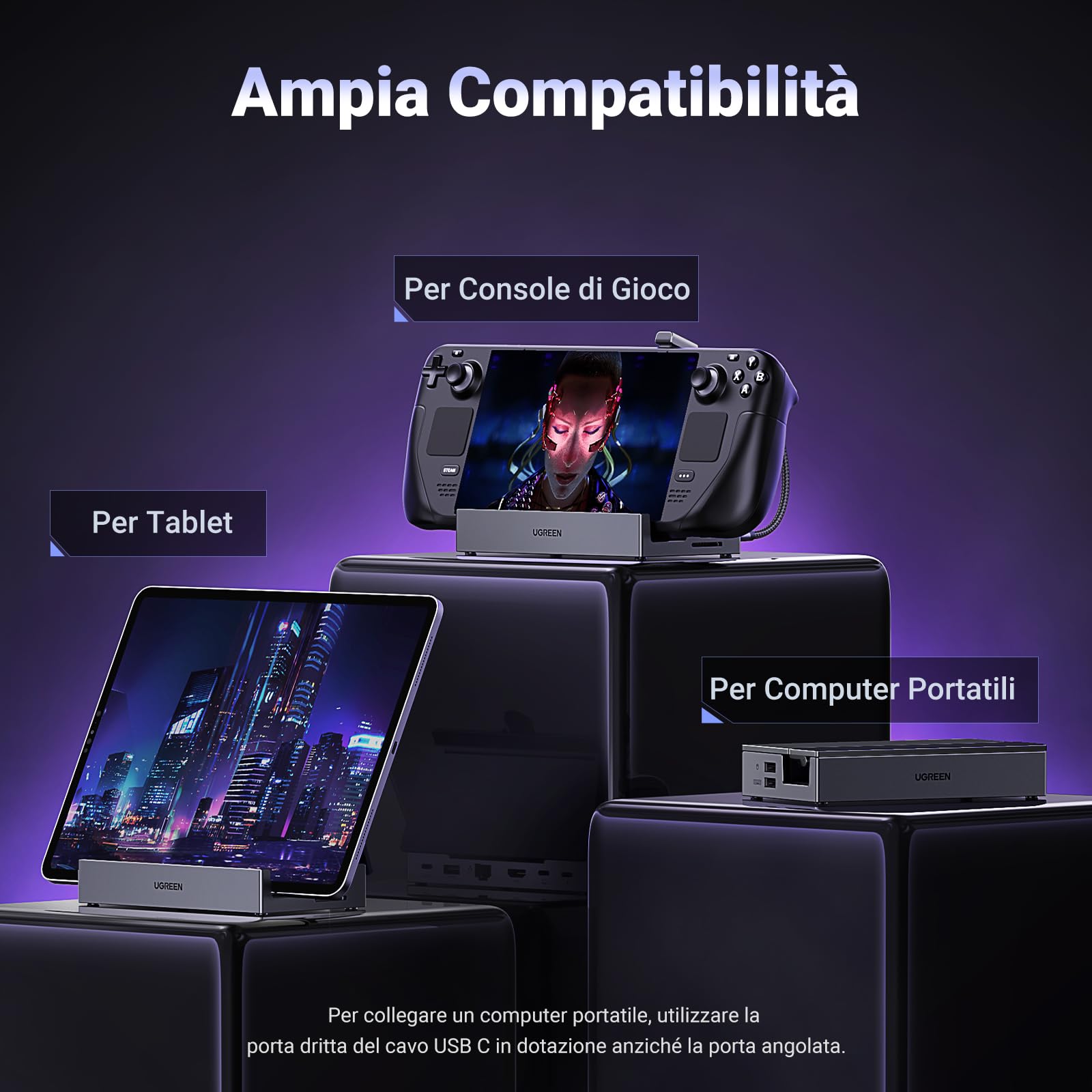 ugreen-docking-station-9-in-1-usb-c-con-supporto-per-steam-deck-rog-ally-legion- image 8