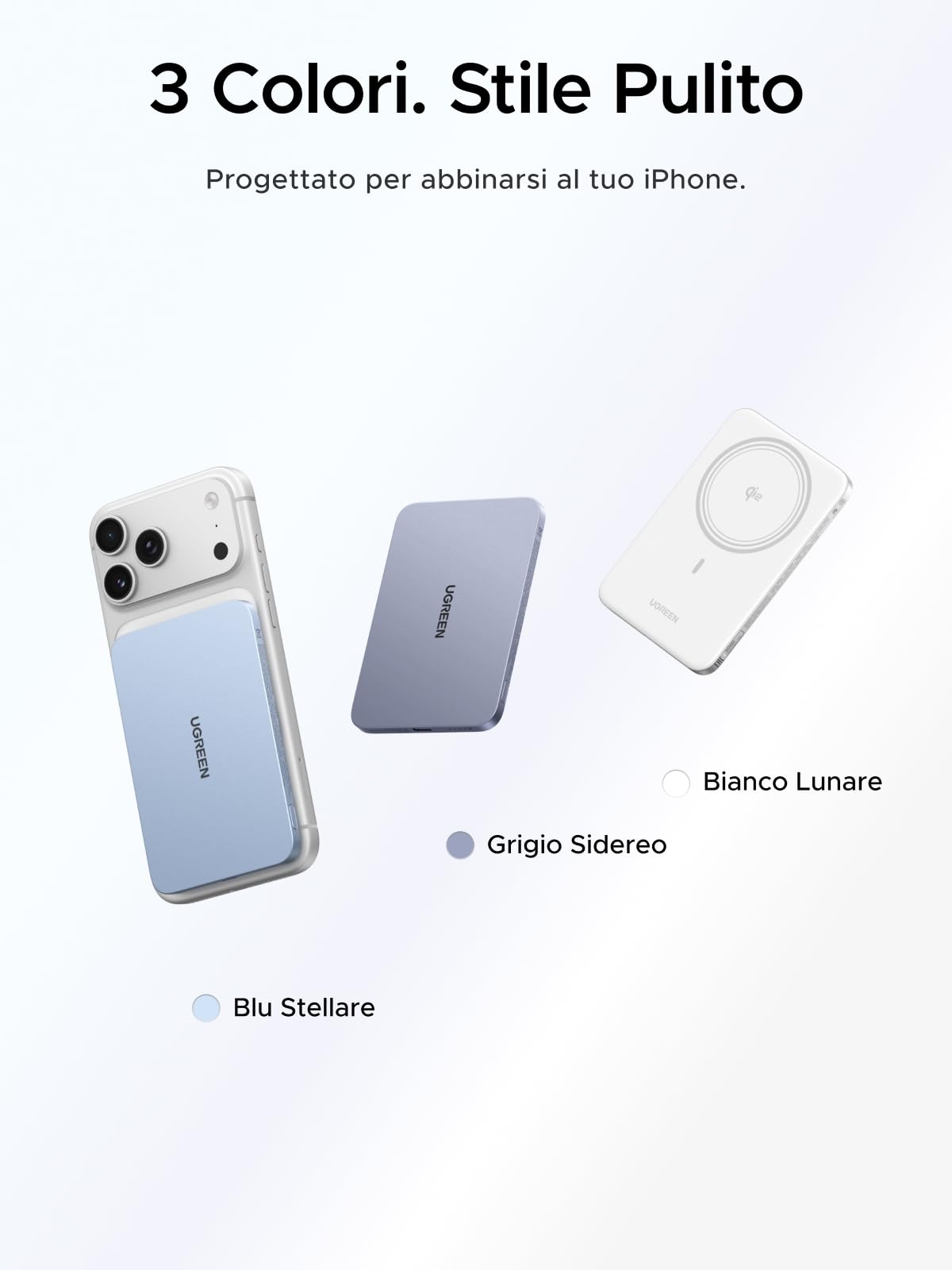ugreen-magflow-air-qi2-power-bank-magsafe-5000mah-15w-grigio-ultrasottile image 8
