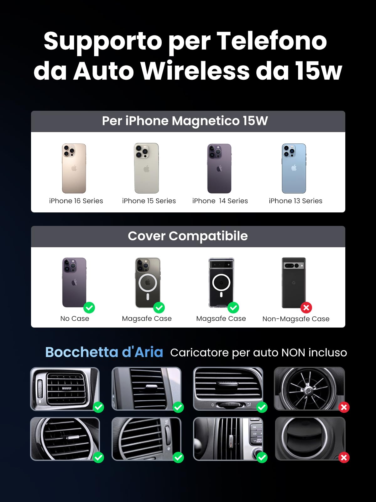 ugreen-magflow-qi2-15w-caricatore-wireless-magnetico-da-auto-per-bocchetta-aria image 4