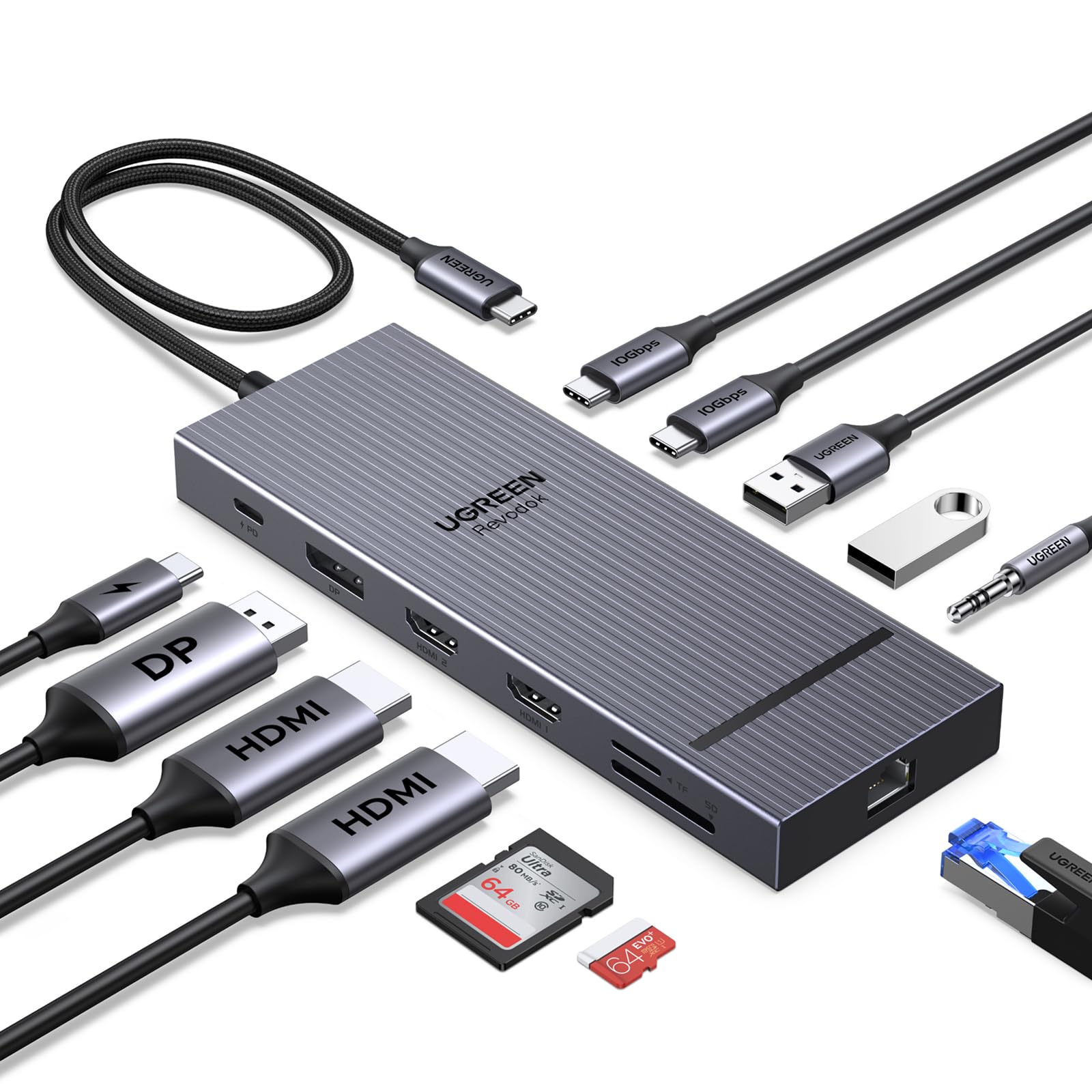 ugreen-revodok-pro-3121-hub-usb-c-12-in-1-triplo-display-4k-con-pd-100w image 1