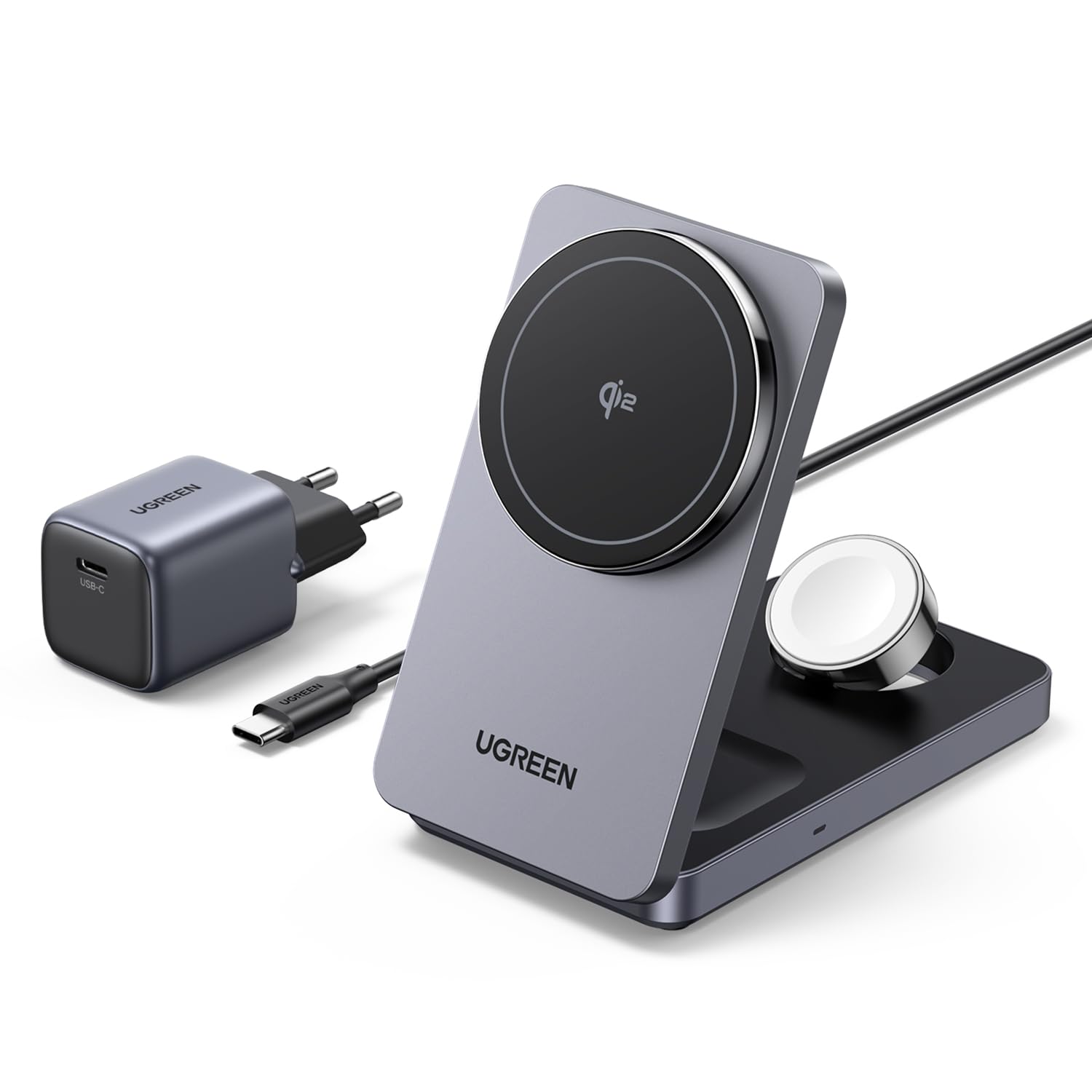 ugreen-magflow-qi2-caricatore-wireless-3-in-1-15w-per-iphone-airpods-e-apple-wat image 1