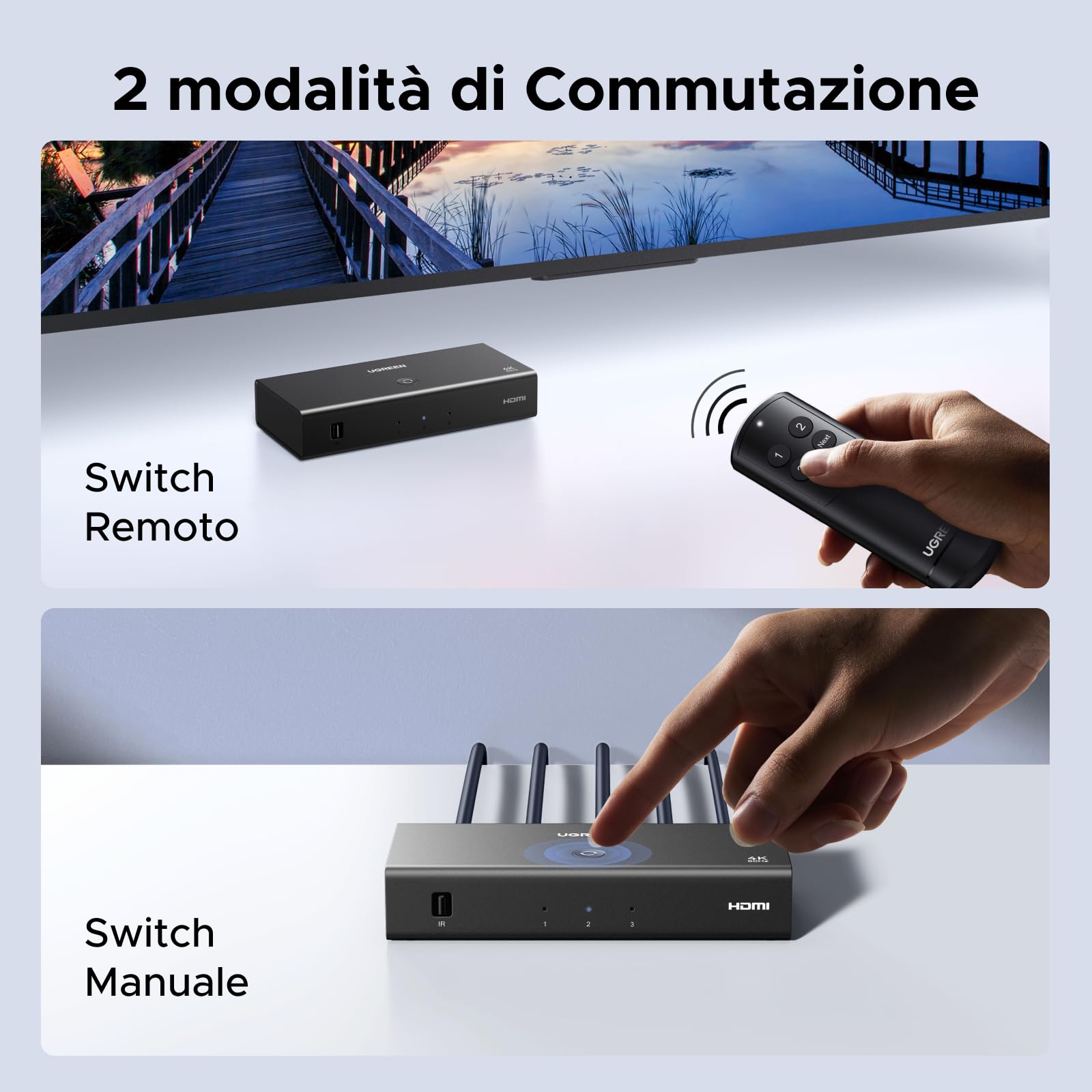 ugreen-switch-hdmi-4k-60hz-3-ingressi-1-uscita-con-telecomando image 6