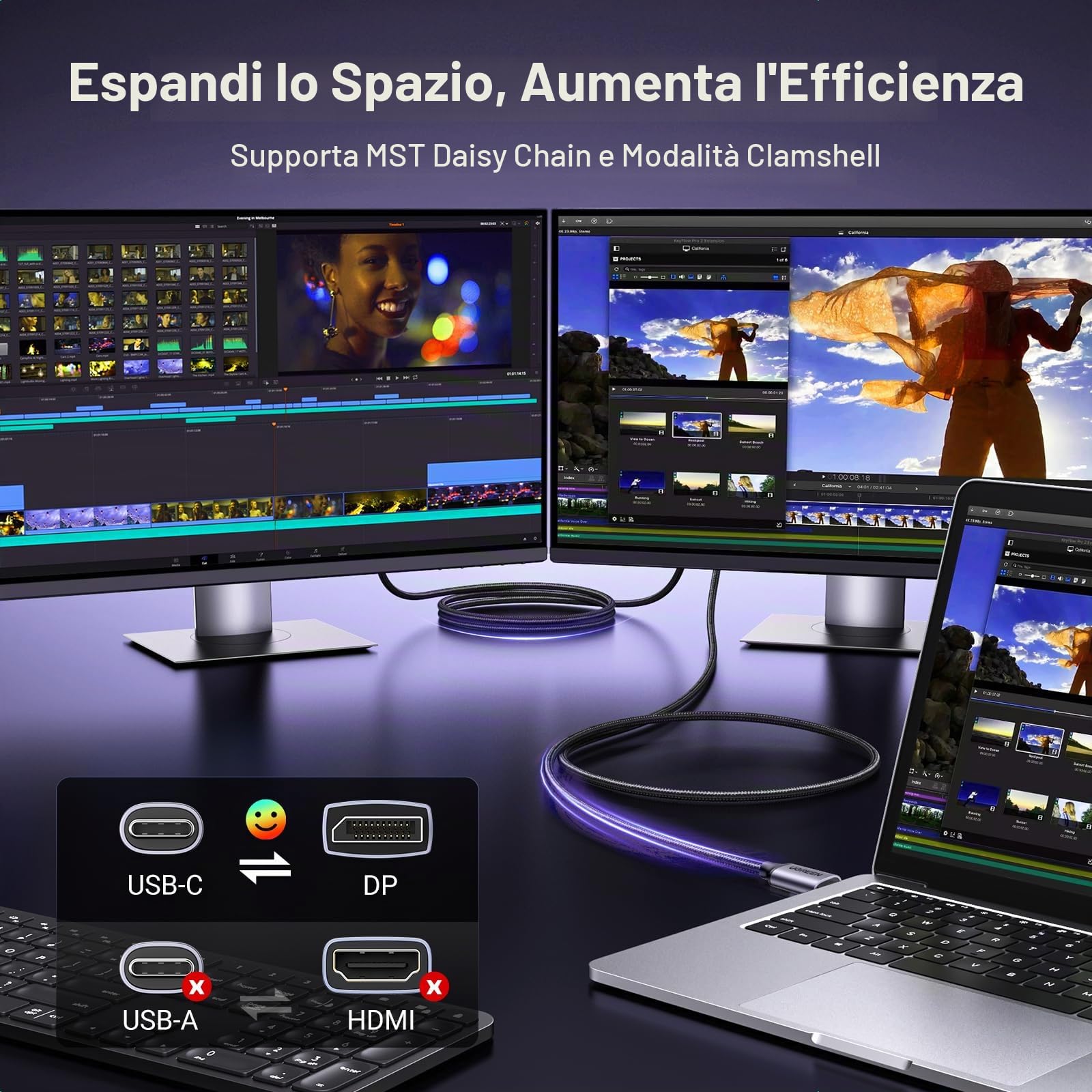 ugreen-cavo-usb-c-a-displayport-1-4-bidirezionale-8k-2m image 4