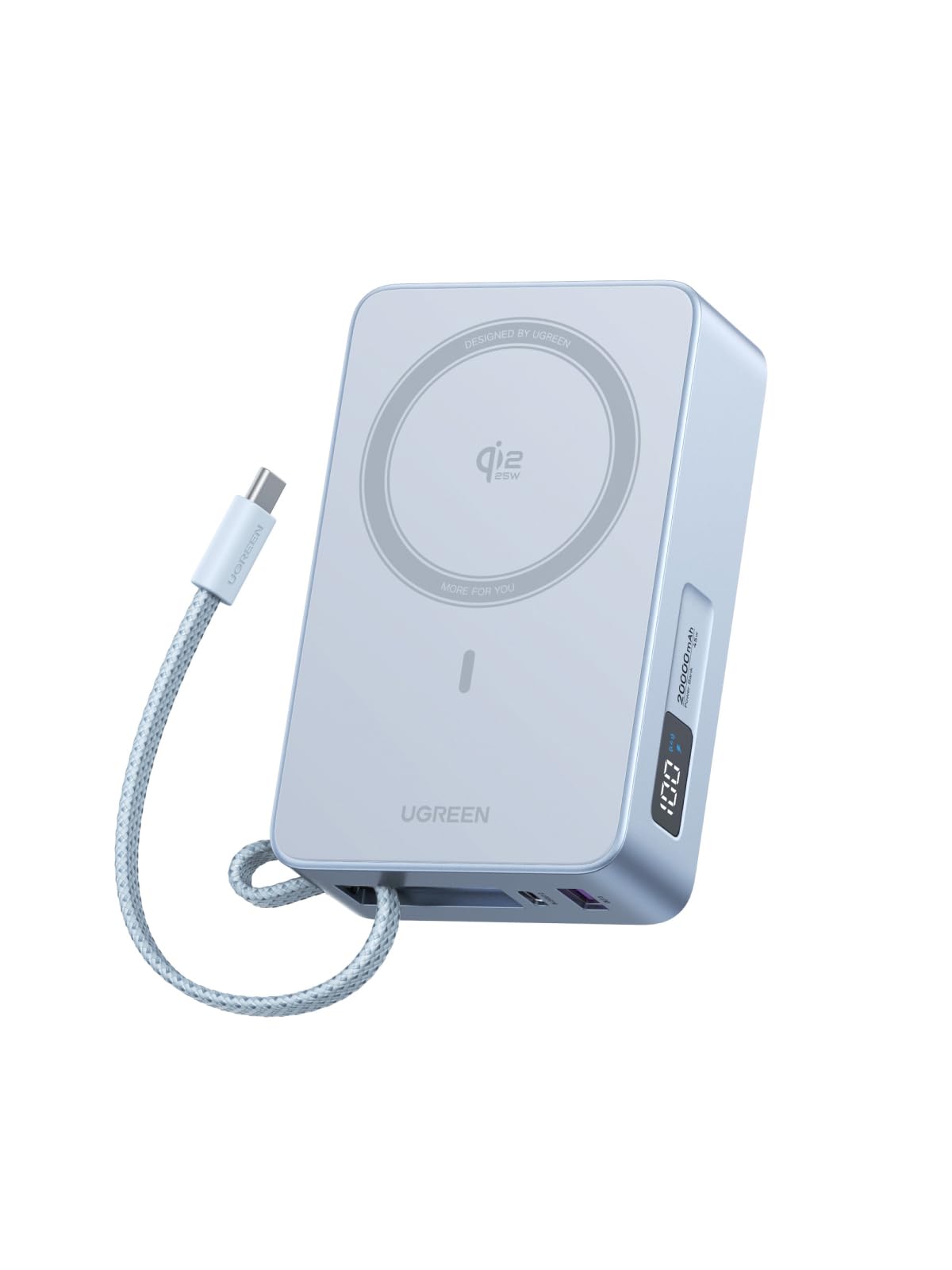 ugreen-magflow-power-bank-magnetico-20000mah-qi2-25w-con-cavo-usb-c-pd-45w image 1