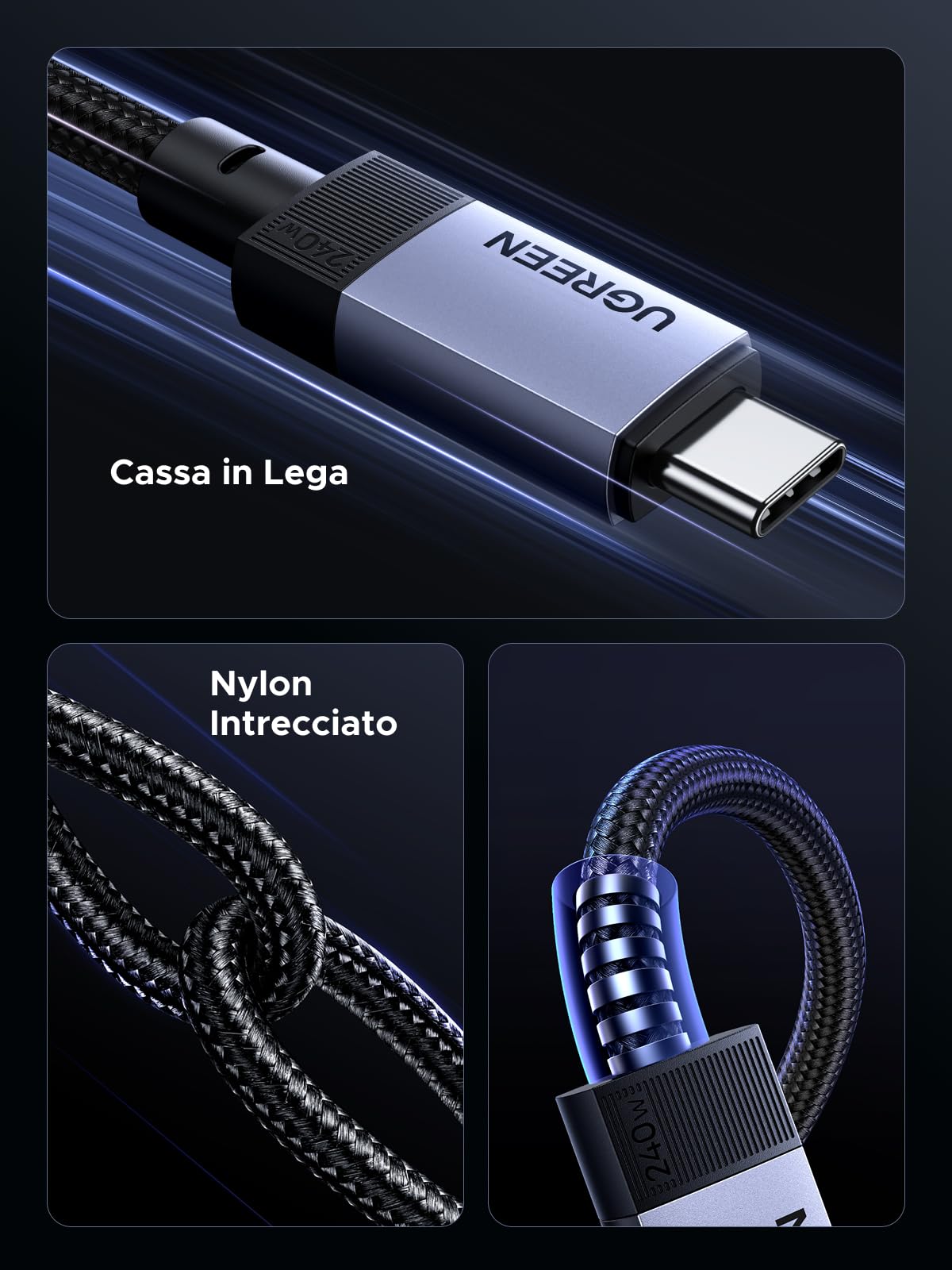 ugreen-cavo-usb-c-video-4k-60hz-10gbps-240w-1m-in-nylon image 8