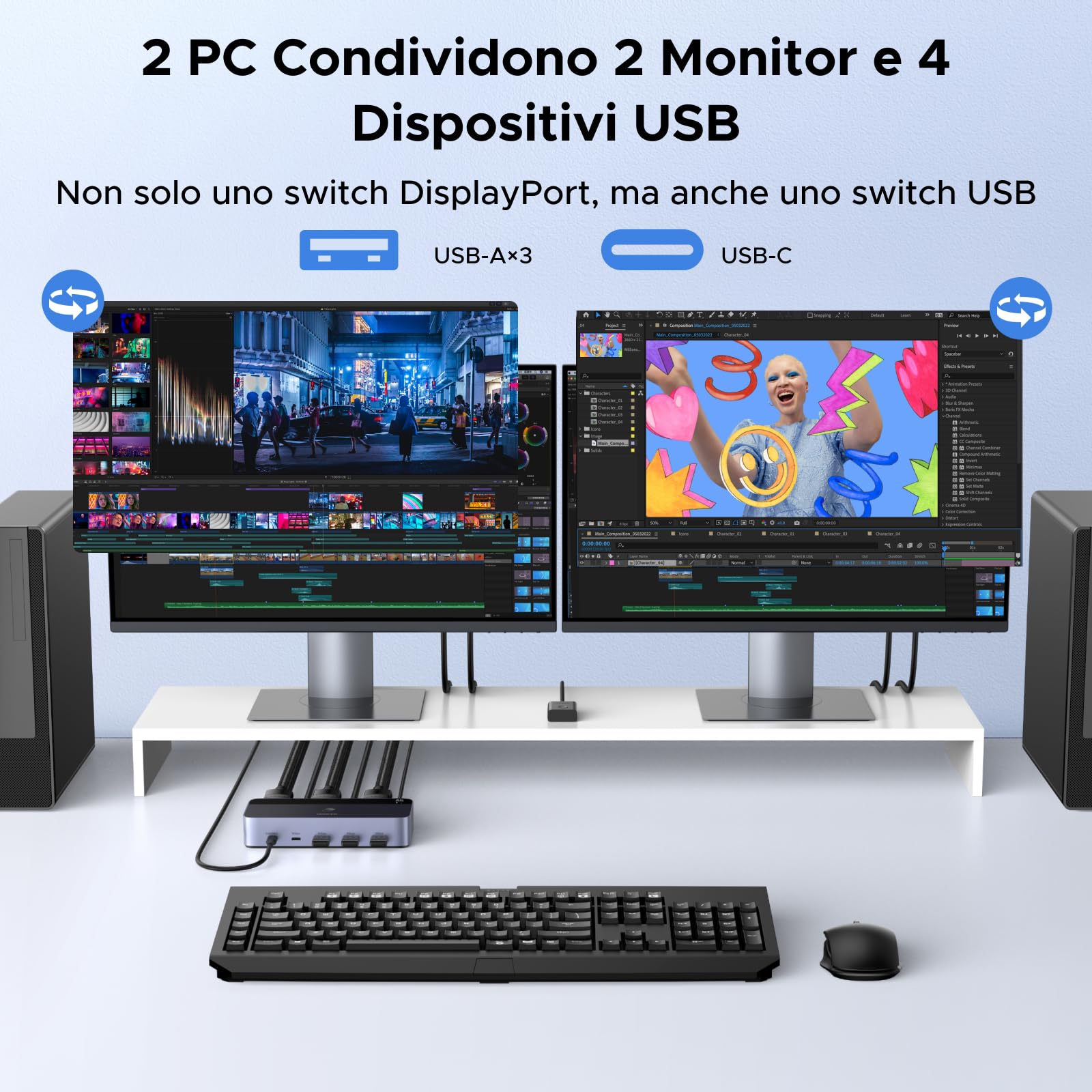 ugreen-switch-kvm-displayport-2x2-8k60hz-con-hub-usb-5gbps image 5
