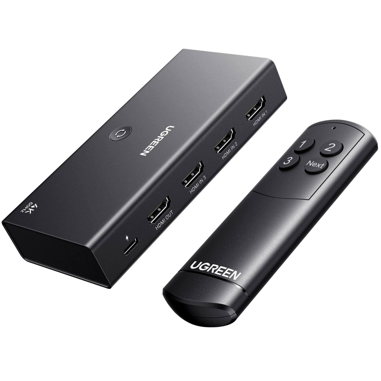 ugreen-switch-hdmi-4k-60hz-3-ingressi-1-uscita-con-telecomando image 1