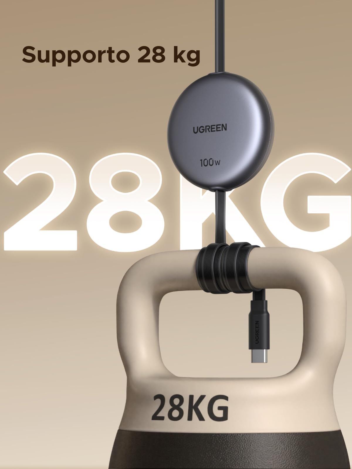 ugreen-nexode-cavo-usb-c-retrattile-100w-pd-ricarica-rapida-grigio image 6