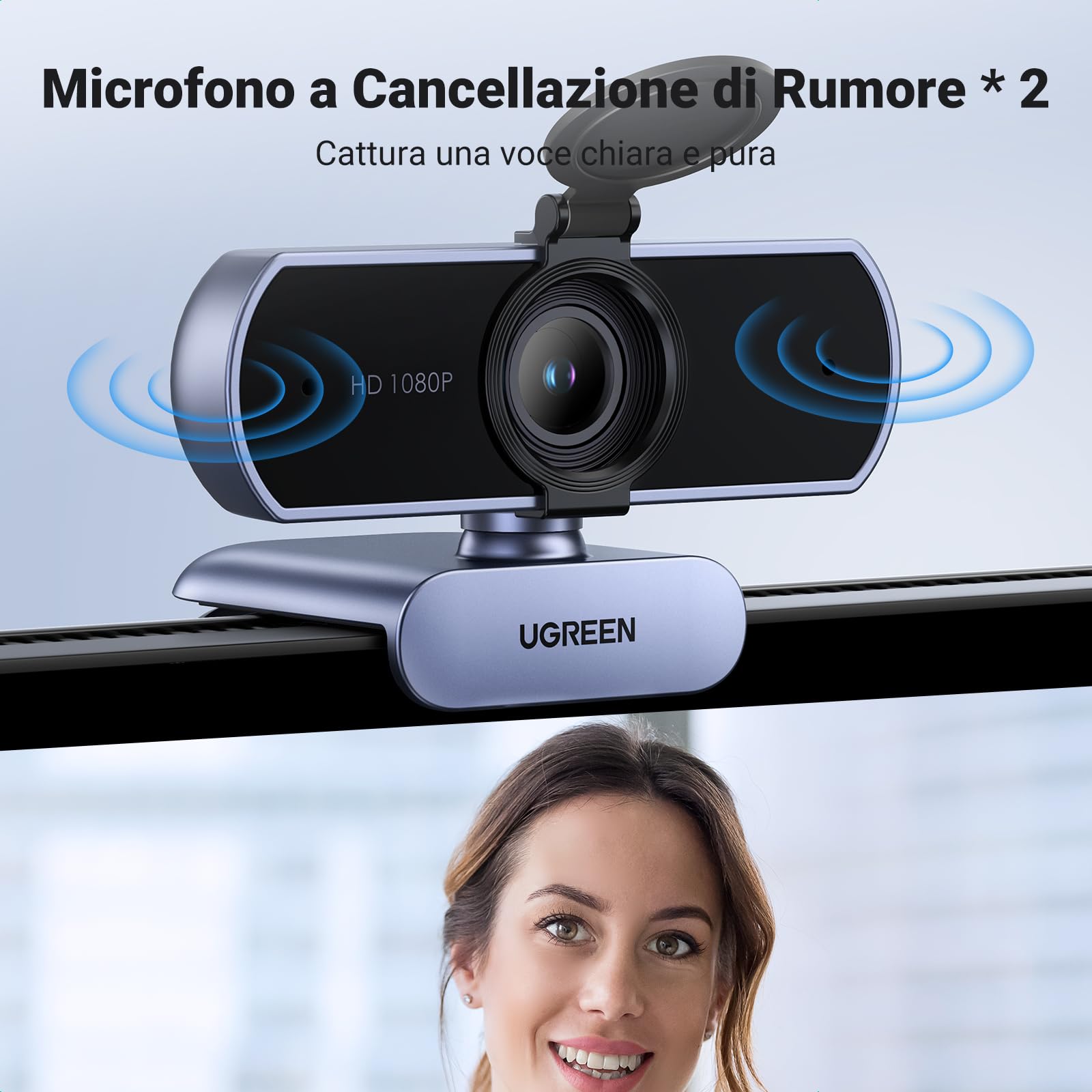 ugreen-webcam-full-hd-1080p-usb-a-con-doppio-microfono-grigio image 5