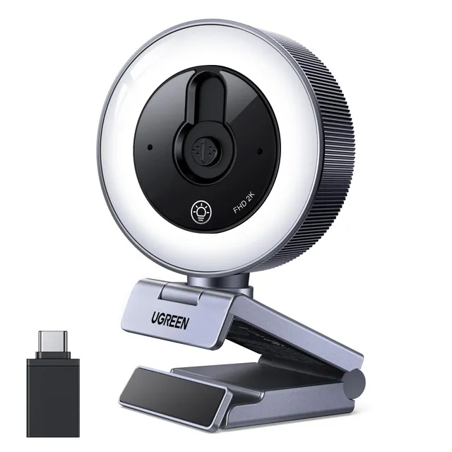 ugreen-webcam-2k-30fps-con-luce-led-e-doppio-microfono-usb-a-c image 1