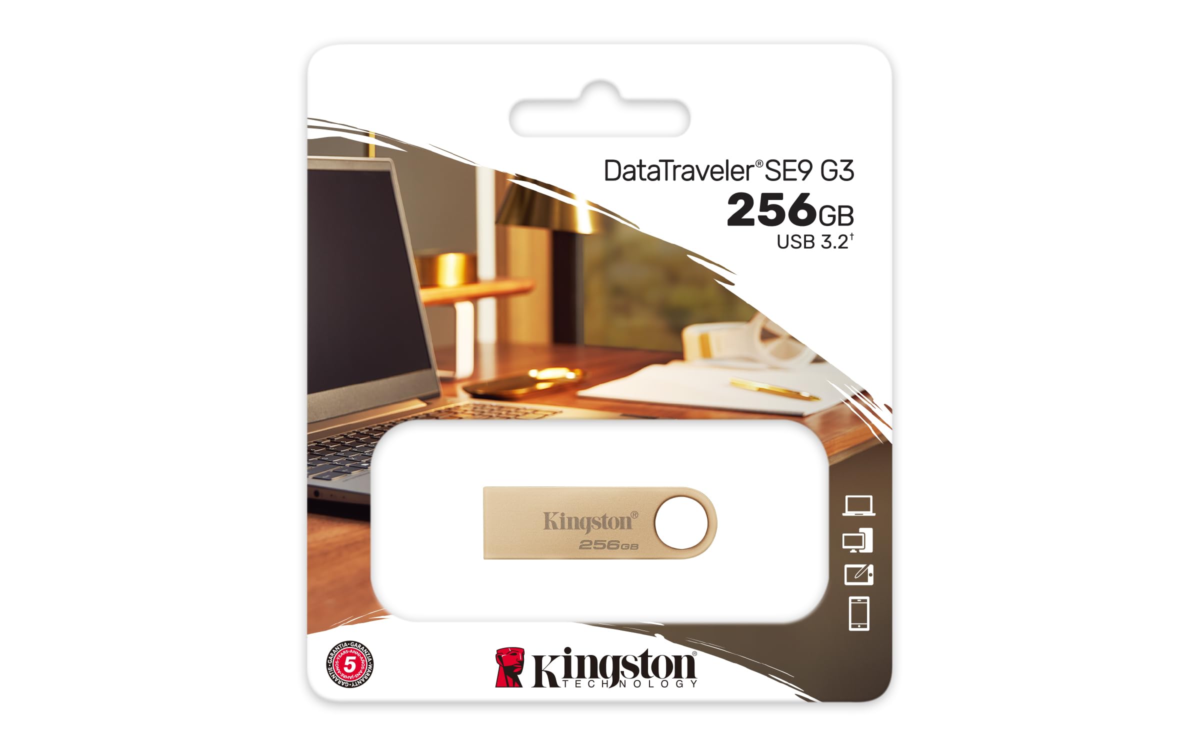 kingston-datatraveler-se9-gen-3-256gb-usb-3-2-metallo-oro image 3
