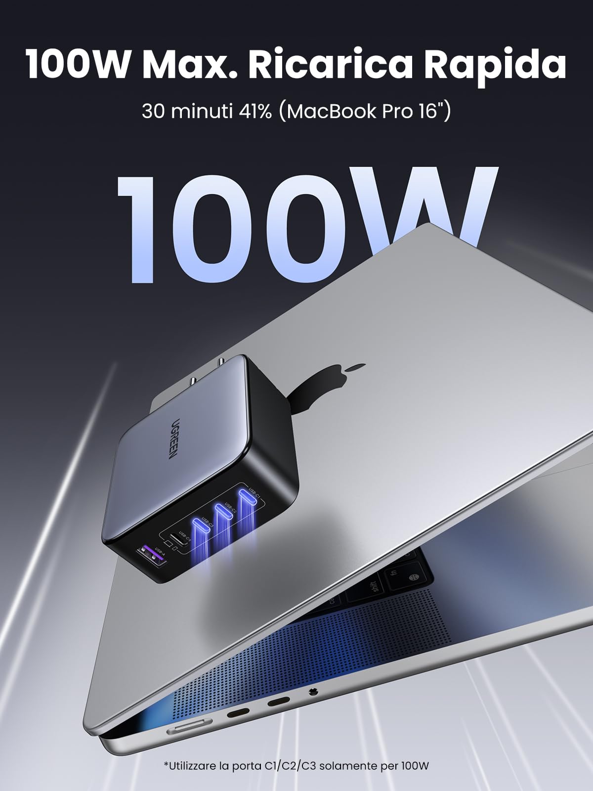 ugreen-nexode-100w-caricatore-usb-c-gan-5-porte-4-usb-c-usb-a image 3