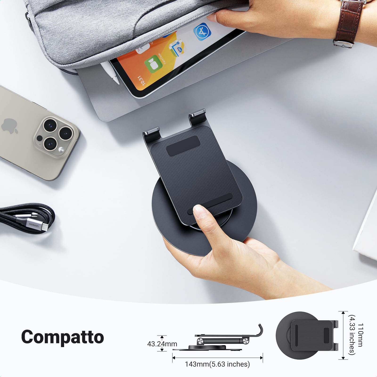 ugreen-supporto-cellulare-e-tablet-da-tavolo-regolabile-4-9-7-con-base-girevole- image 7