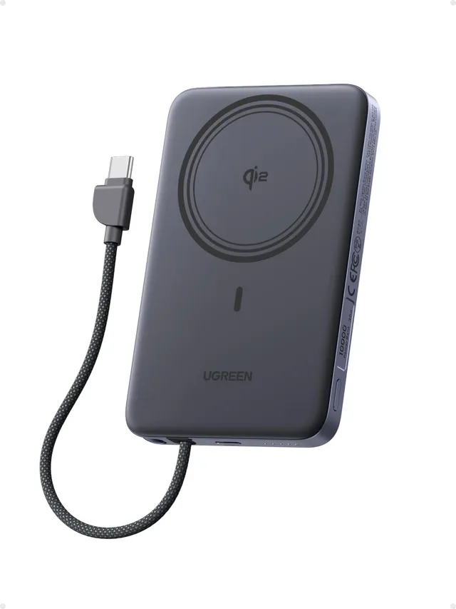 ugreen-magflow-air-power-bank-magnetico-qi2-15w-10000mah-pd-30w-grigio image 1