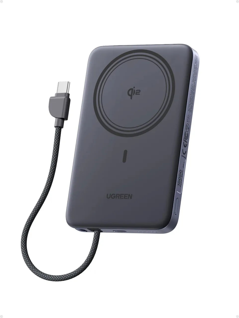 ugreen-magflow-air-power-bank-magnetico-qi2-15w-10000mah-pd-30w-grigio image 1
