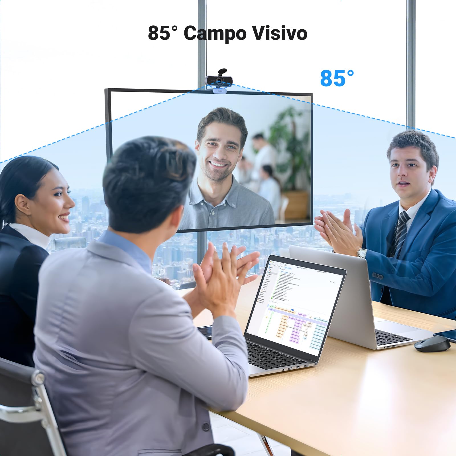 ugreen-webcam-full-hd-1080p-usb-a-con-doppio-microfono-grigio image 2