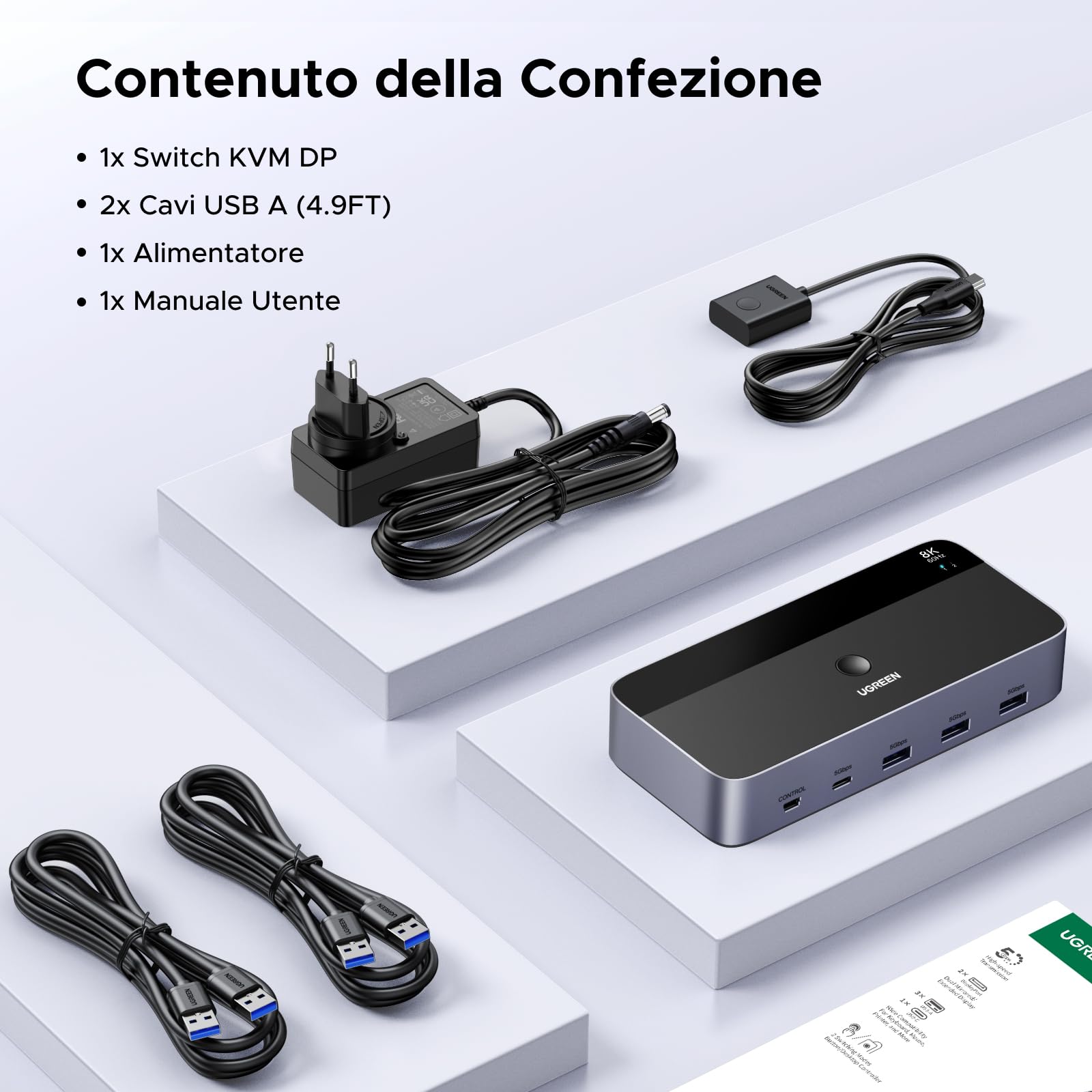 ugreen-switch-kvm-displayport-2x2-8k60hz-con-hub-usb-5gbps image 8
