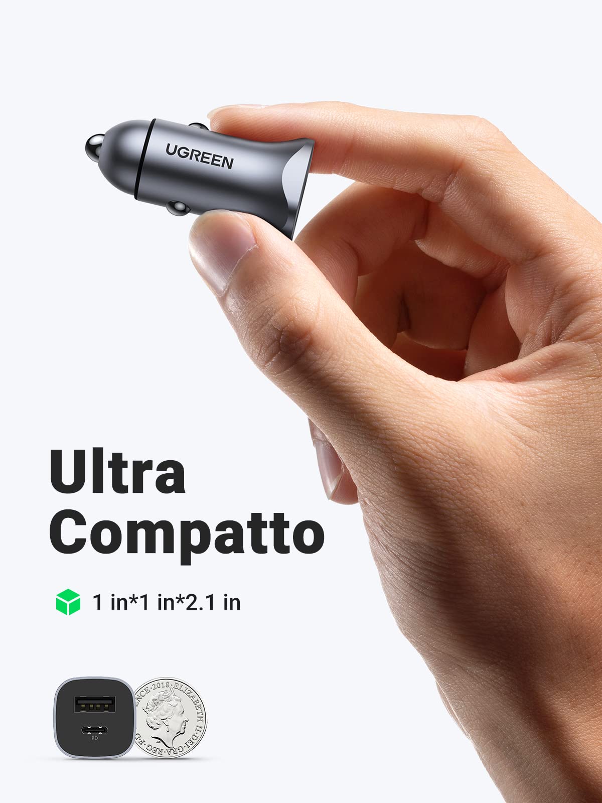 ugreen-caricatore-auto-usb-c-30w-2-porte-pd-qc-3-0-con-cavo-usb-a-usb-c-1m image 4