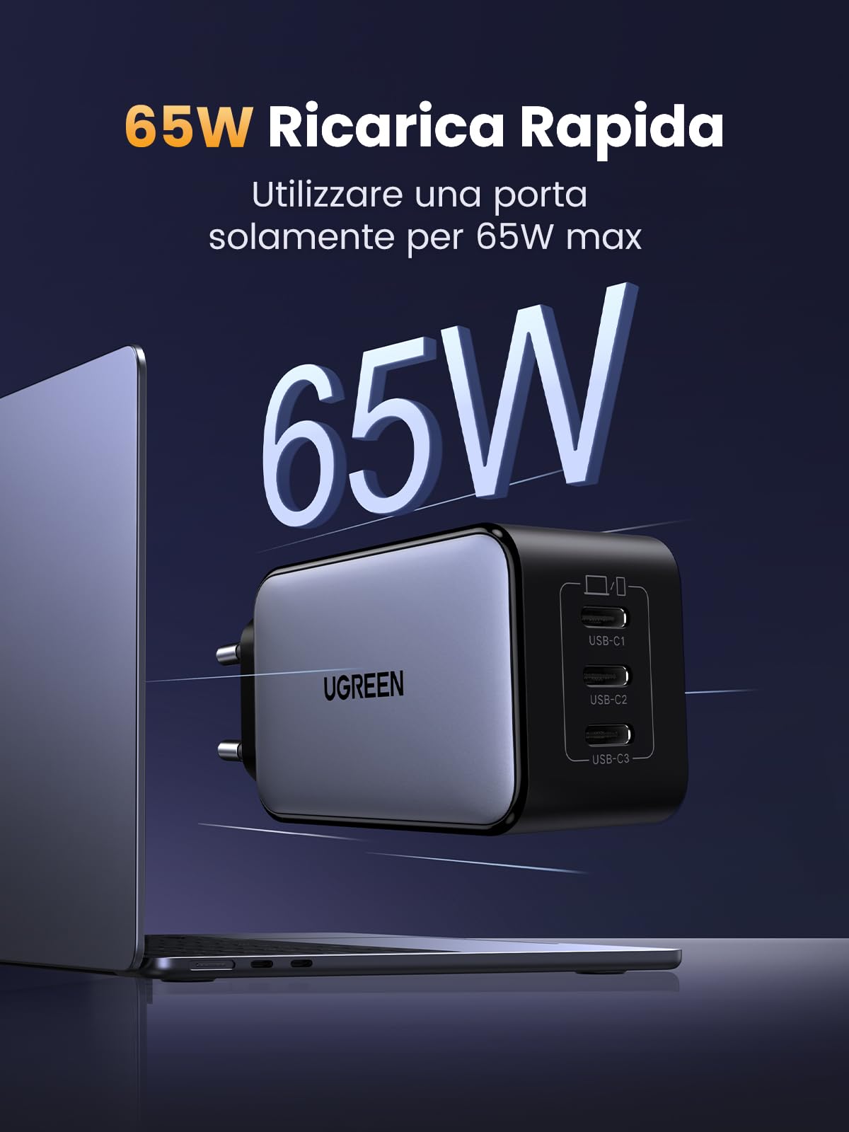 ugreen-nexode-65w-caricatore-usb-c-gan-3x-type-c image 2