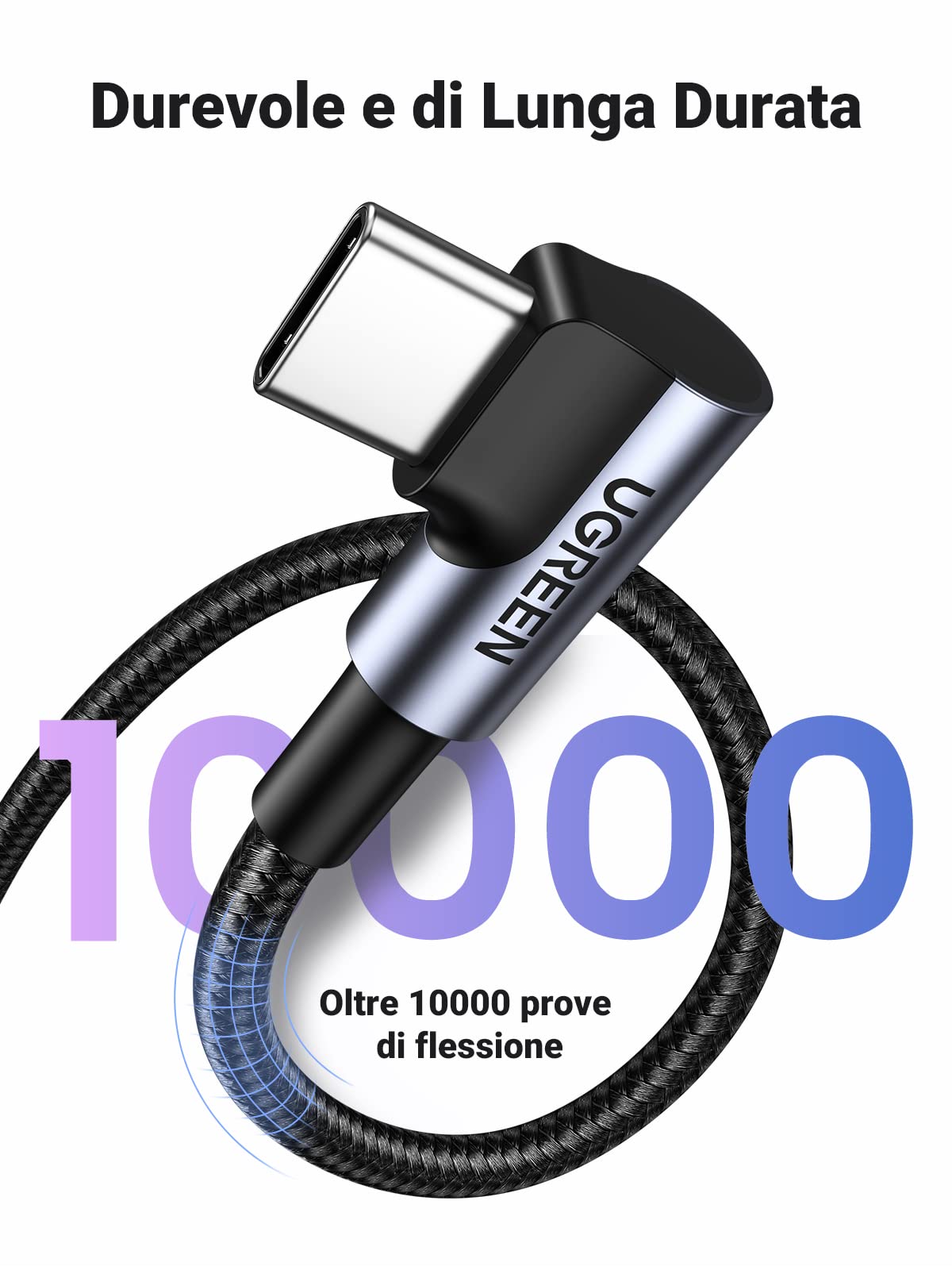 ugreen-cavo-usb-a-a-usb-c-90-gradi-3a-qc3-0-nylon-0-5m-480mbps image 8