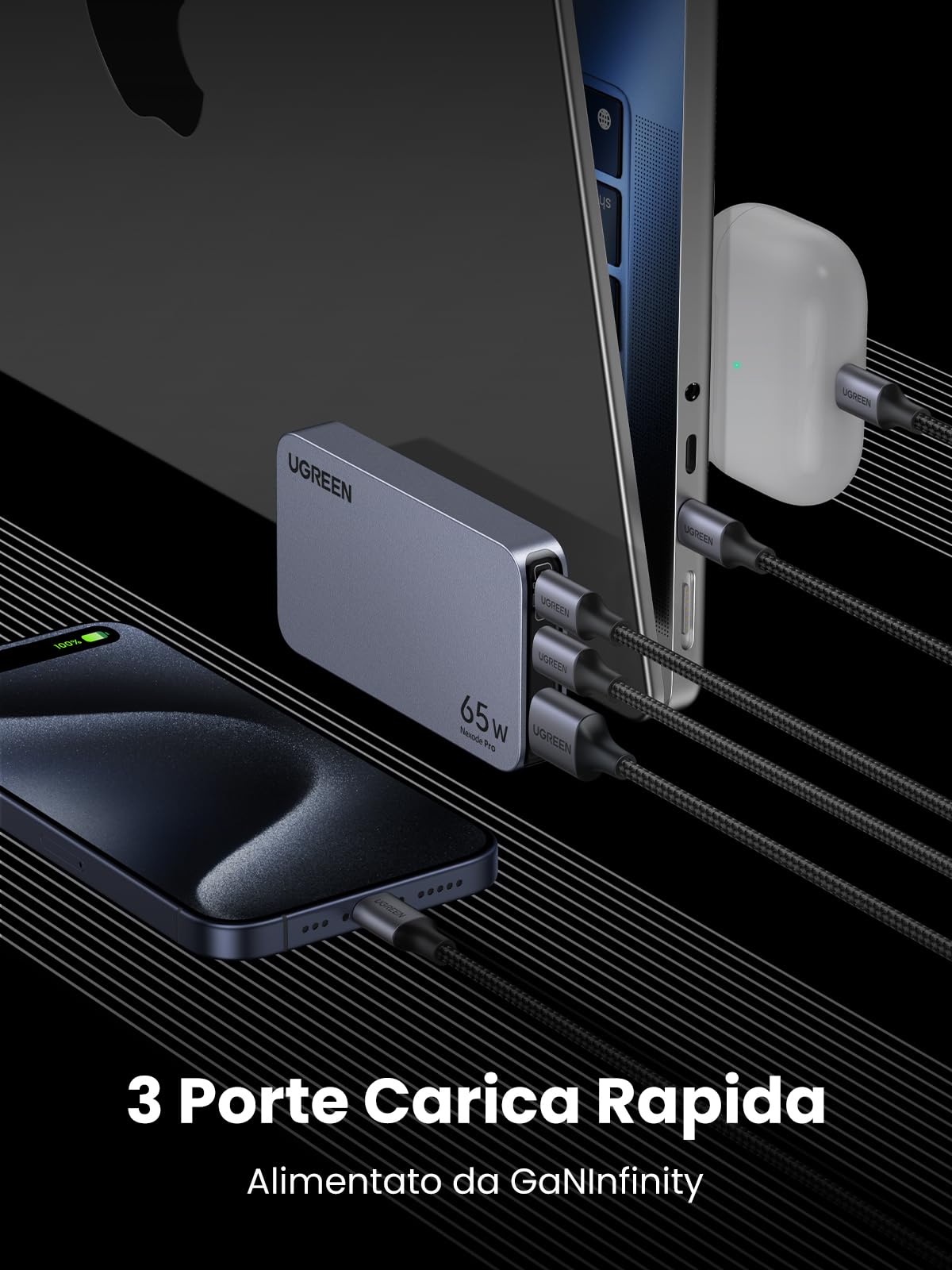 ugreen-nexode-air-caricatore-65w-gan-3-porte-pd-3-0-pps-ultra-sottile image 4