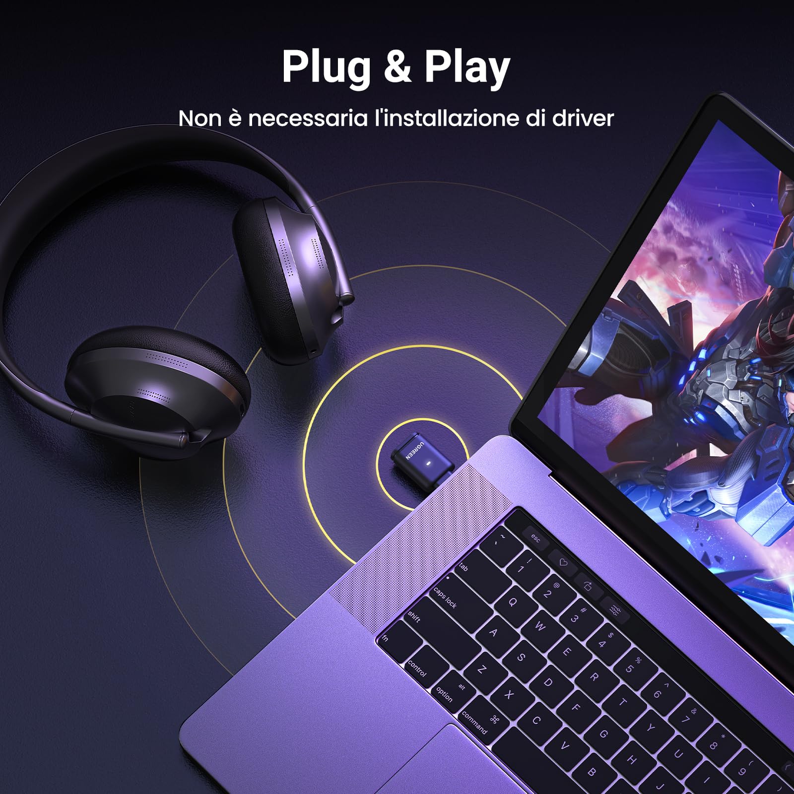 ugreen-trasmettitore-bluetooth-5-3-usb-c-aptx-adaptive-per-switch-e-pc image 4