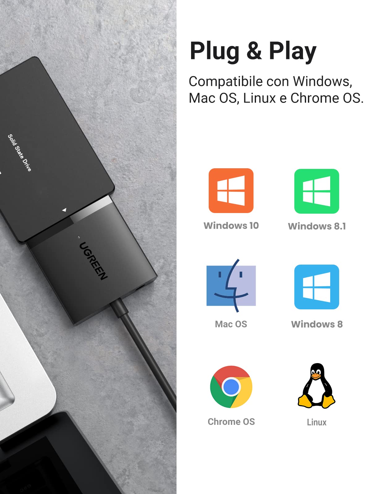 ugreen-adattatore-sata-a-usb-3-0-5gbps-uasp-per-ssd-hdd-2-5-3-5-fino-a-12tb-cavo image 6