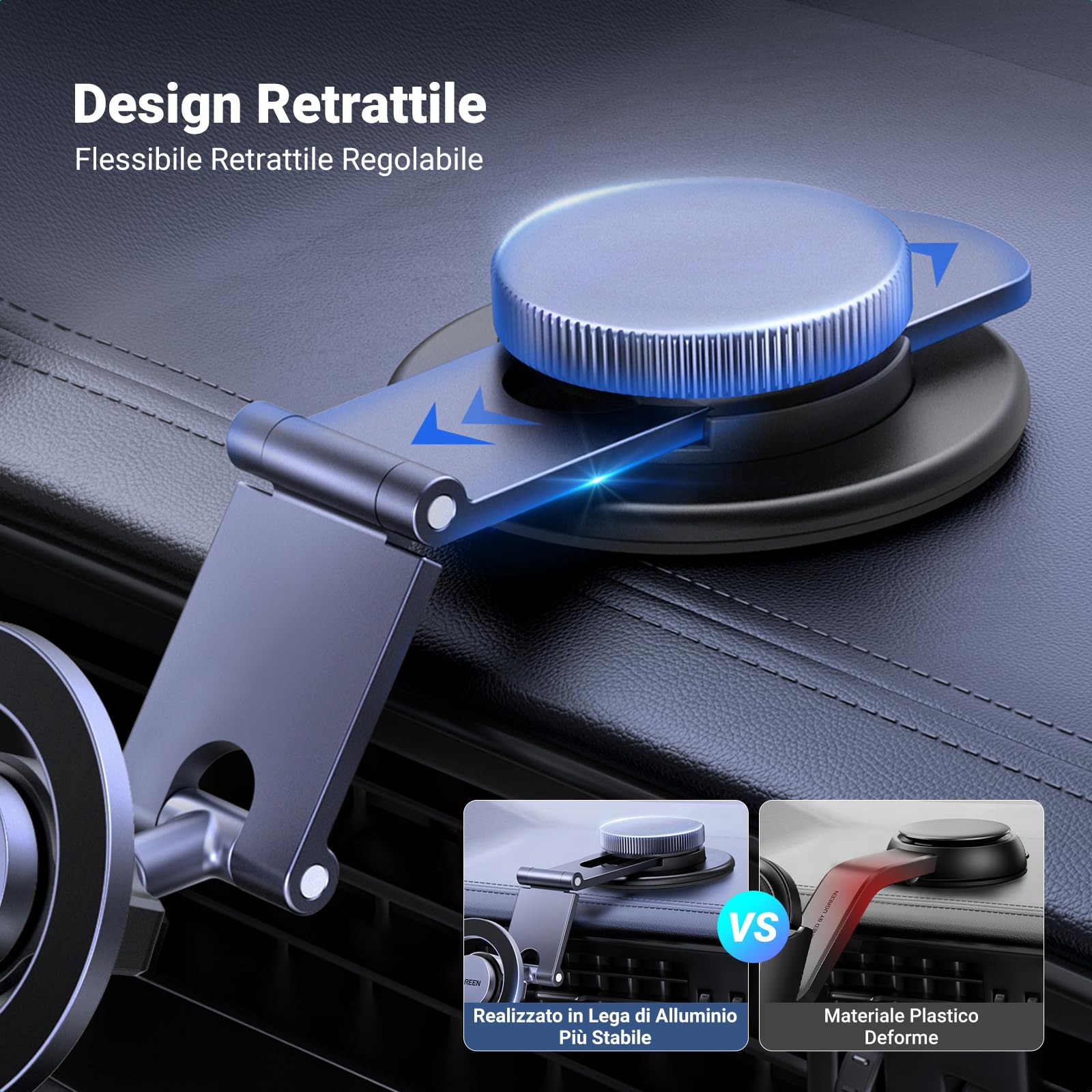 ugreen-supporto-telefono-auto-magnetico-magsafe-da-cruscotto-retrattile-360-allu image 2