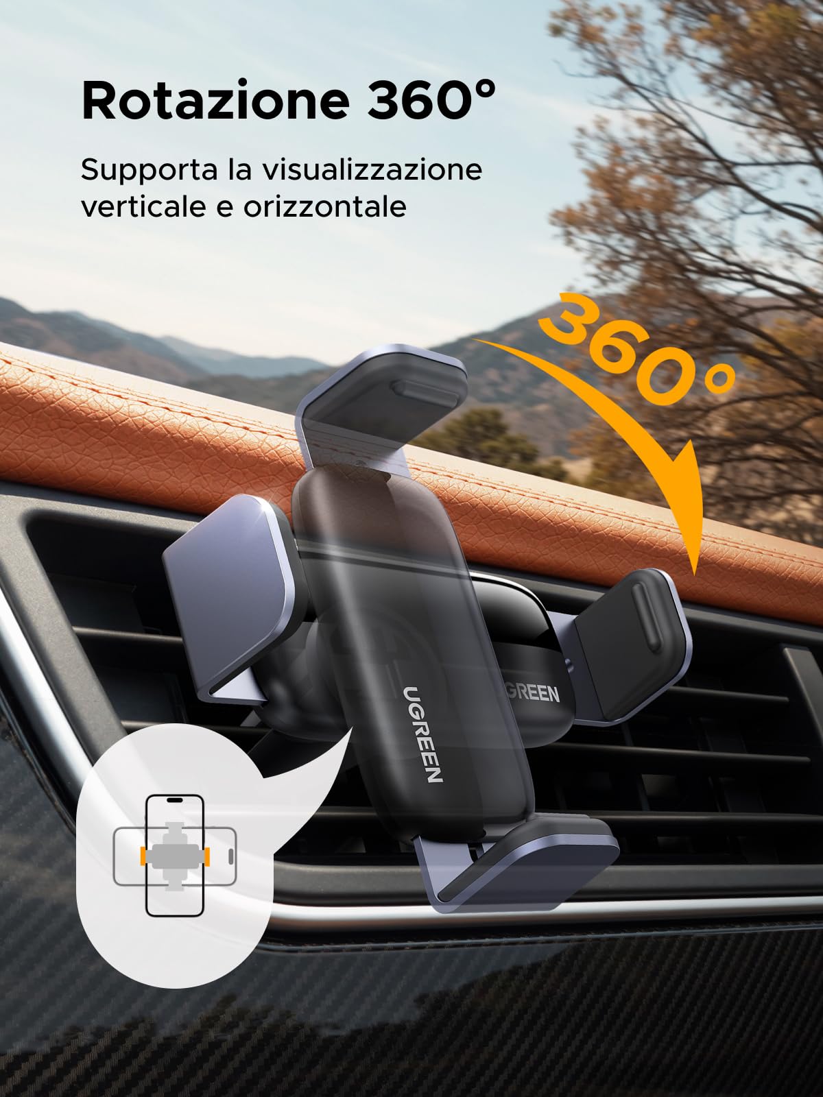 ugreen-supporto-telefono-auto-clip-bocchetta-aria-360-4-7-7-12 image 3