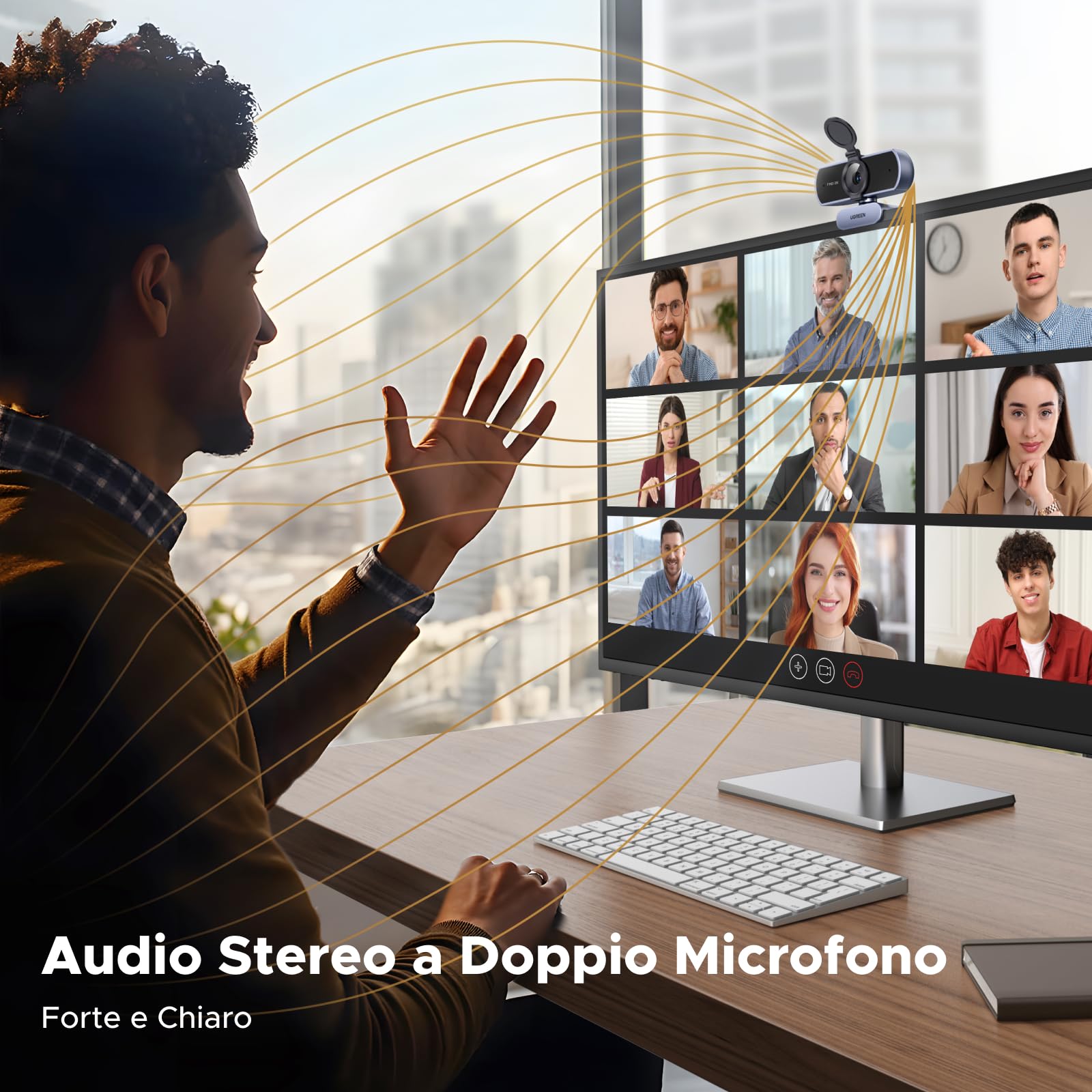 ugreen-webcam-2k-30fps-full-hd-usb-con-doppi-microfoni-grigio image 4