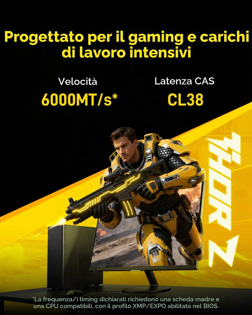 lexar-thor-oc-ddr5-udimm-8gb-6000mhz-cl38-per-desktop-ai-gaming image 1