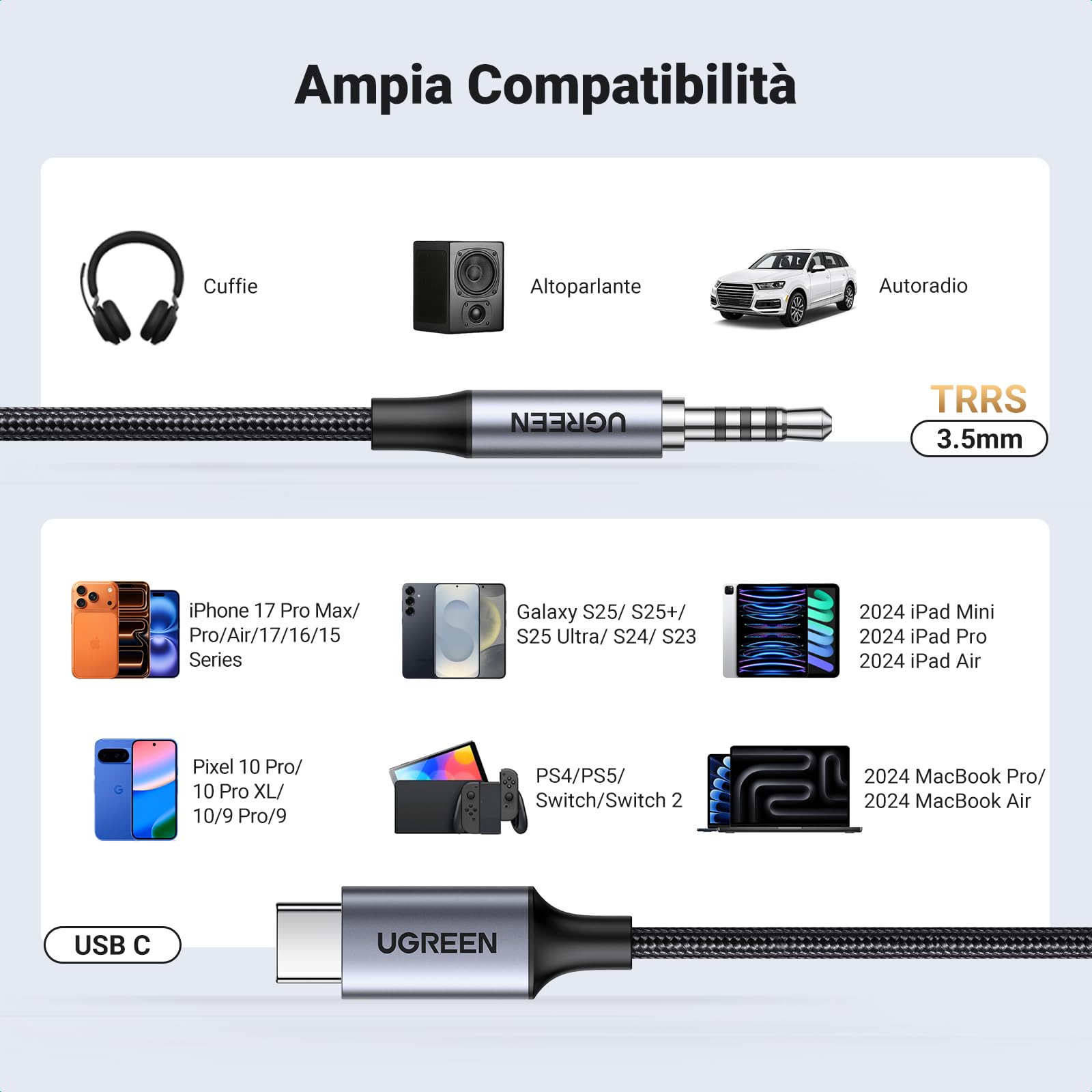 ugreen-cavo-usb-c-a-jack-3-5mm-trrs-dac-2m-per-microfono image 6