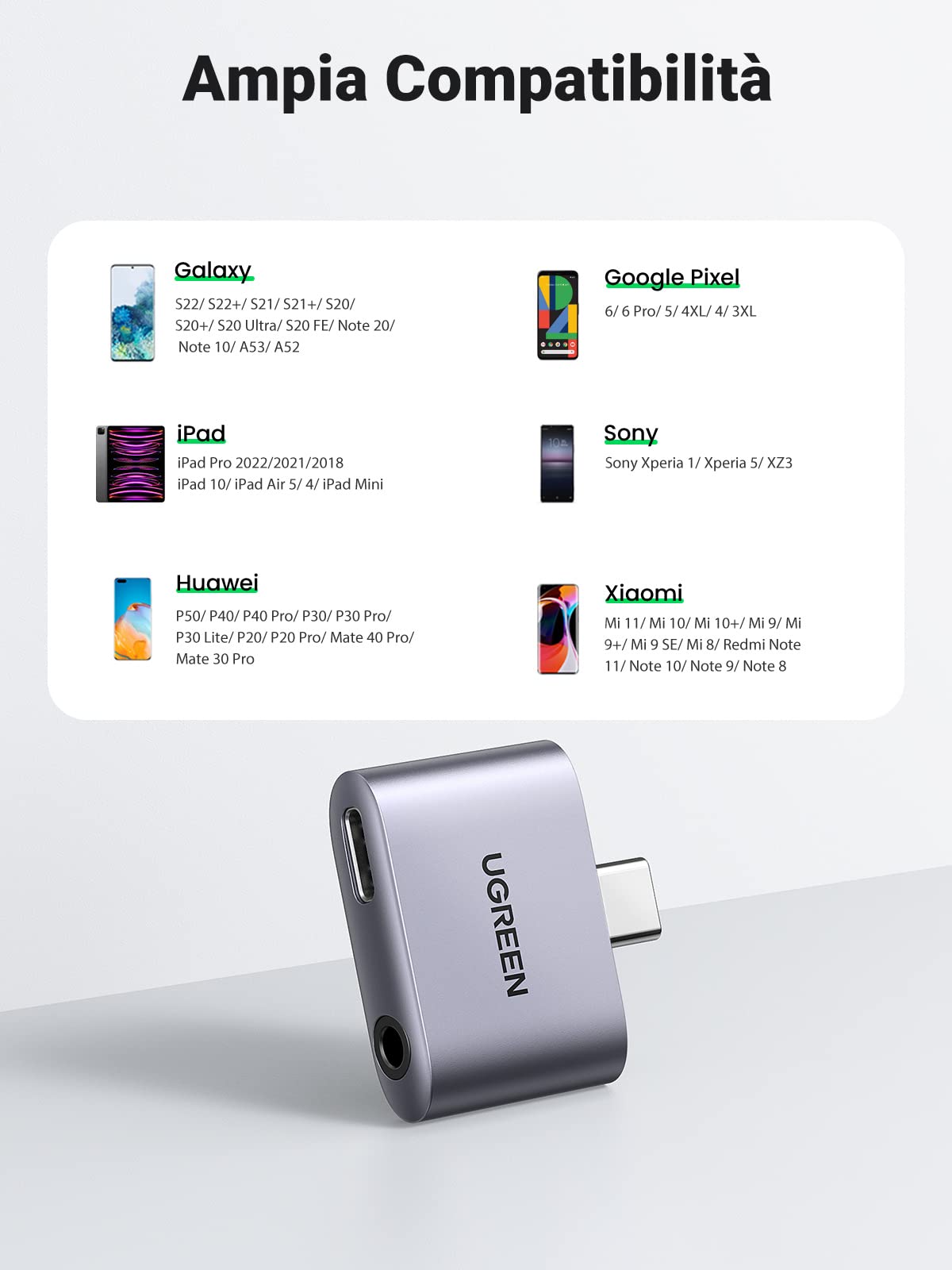 ugreen-adattatore-usb-c-a-jack-3-5mm-ricarica-pd-30w-2-in-1-con-chip-dac image 5
