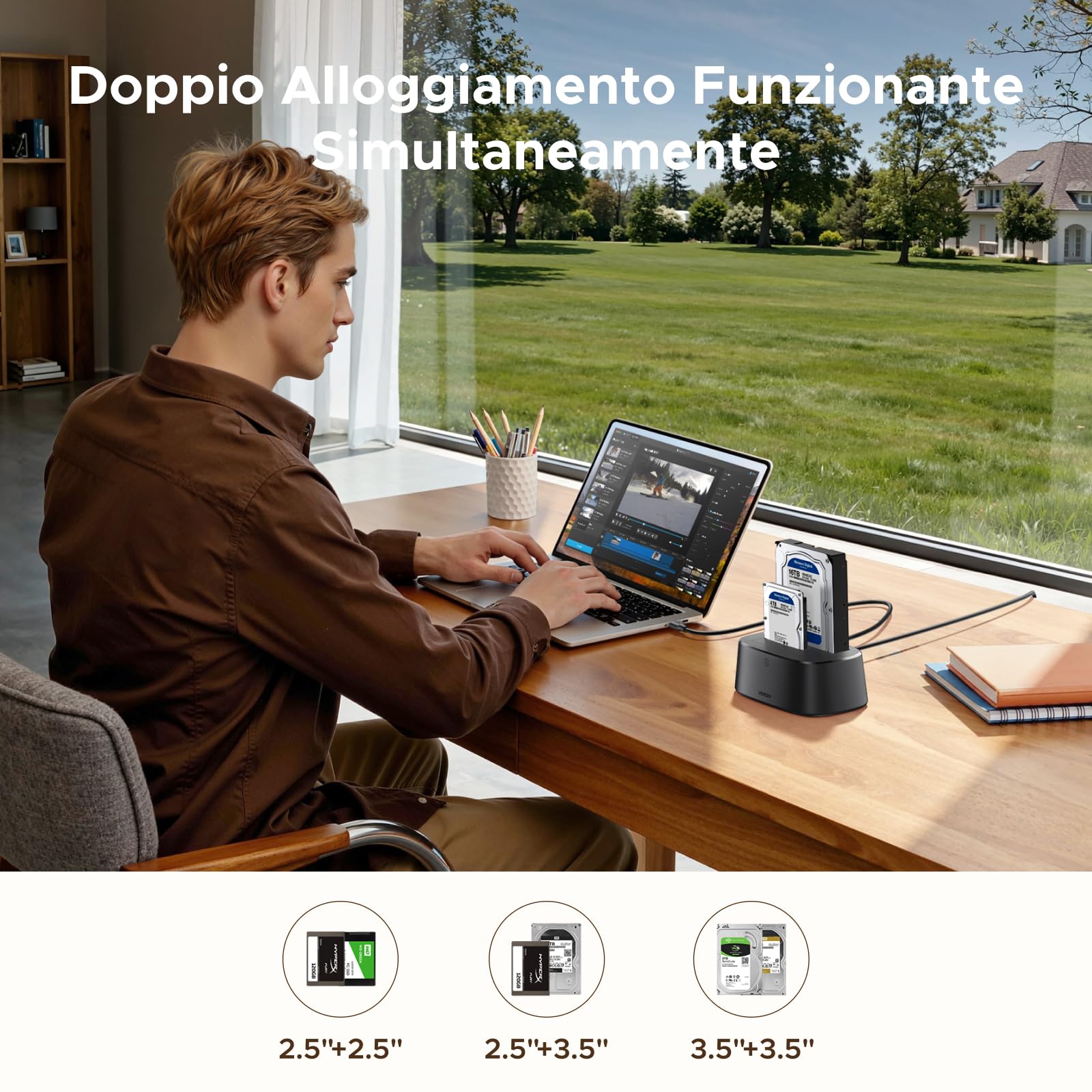 ugreen-stazione-docking-hard-disk-dual-bay-usb-3-0-5gbps-con-clonazione-offline image 2