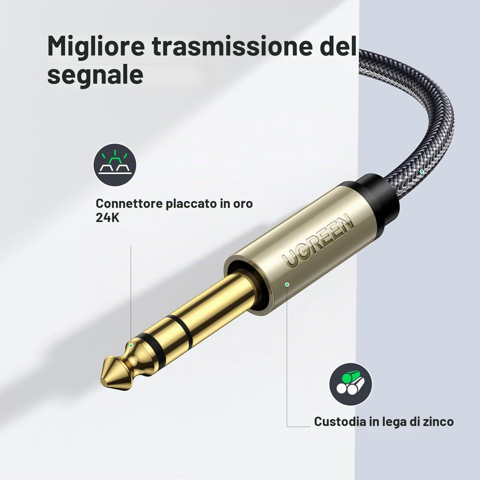 ugreen-cavo-audio-jack-3-5mm-a-6-35mm-2m-stereo-in-nylon-intrecciato image 5