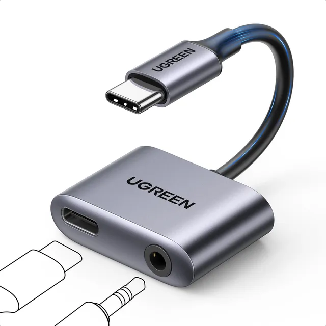 ugreen-adattatore-usb-c-a-jack-3-5mm-ricarica-rapida-pd-60w-con-chip-dac-24-bit- image 1