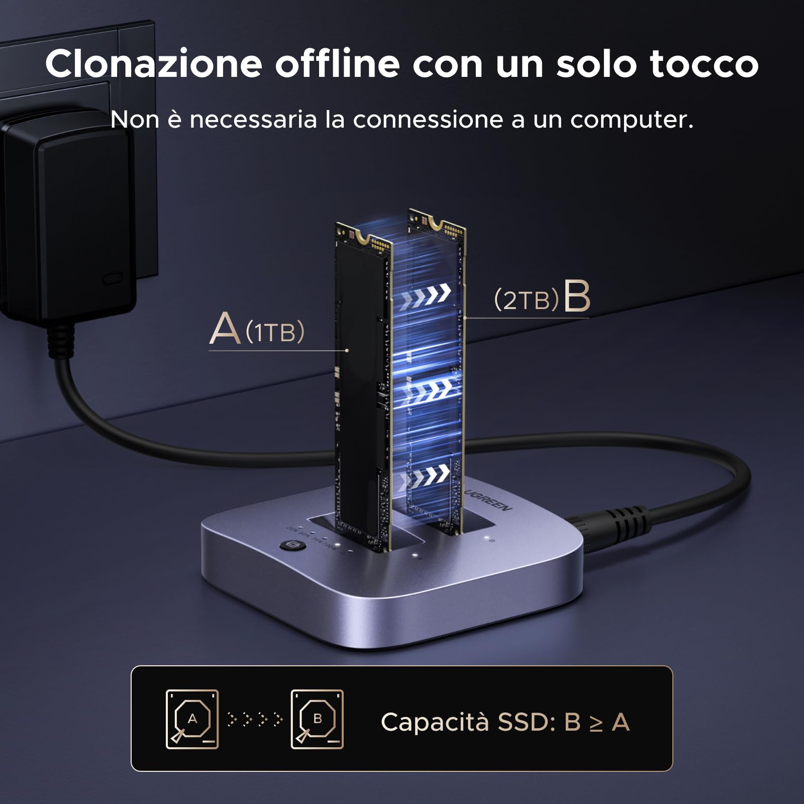 ugreen-stazione-di-docking-m-2-nvme-dual-bay-20gbps-usb-c-con-clonazione-offline image 3
